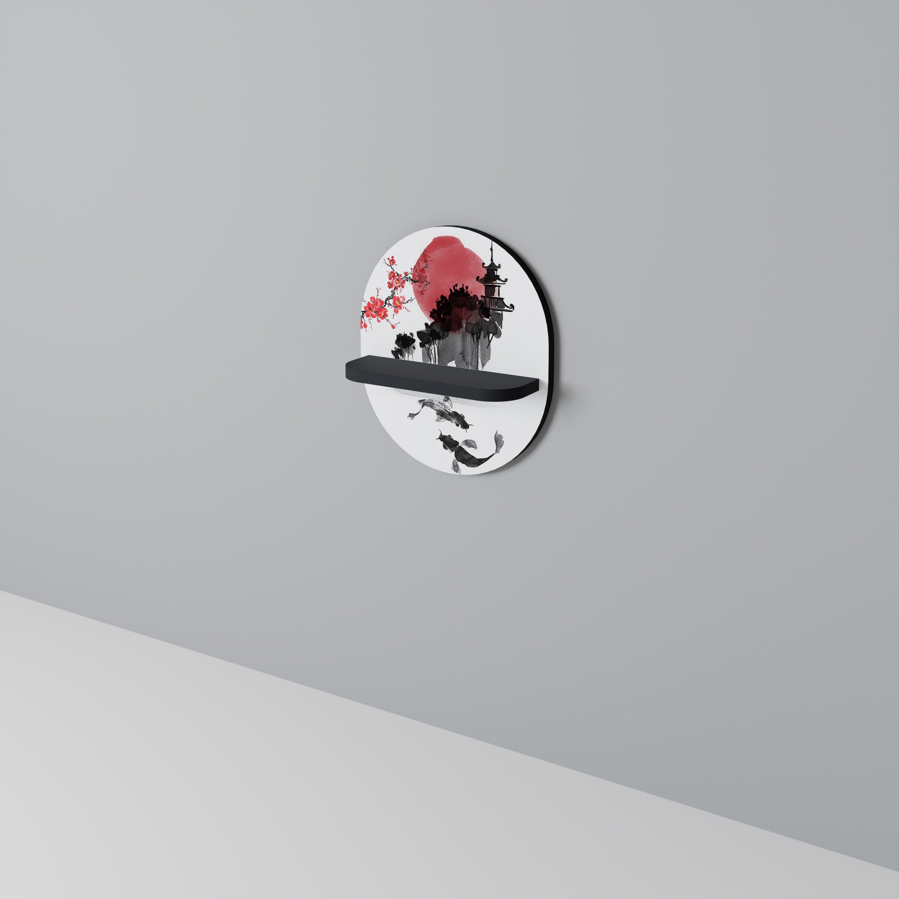 CHERRY SHADOWS Prateleira Oval Decorativa em Acabamento Preto