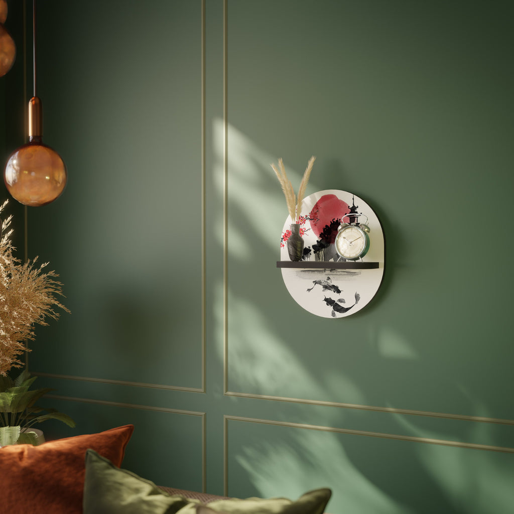 CHERRY SHADOWS Prateleira Oval Decorativa em Acabamento Preto