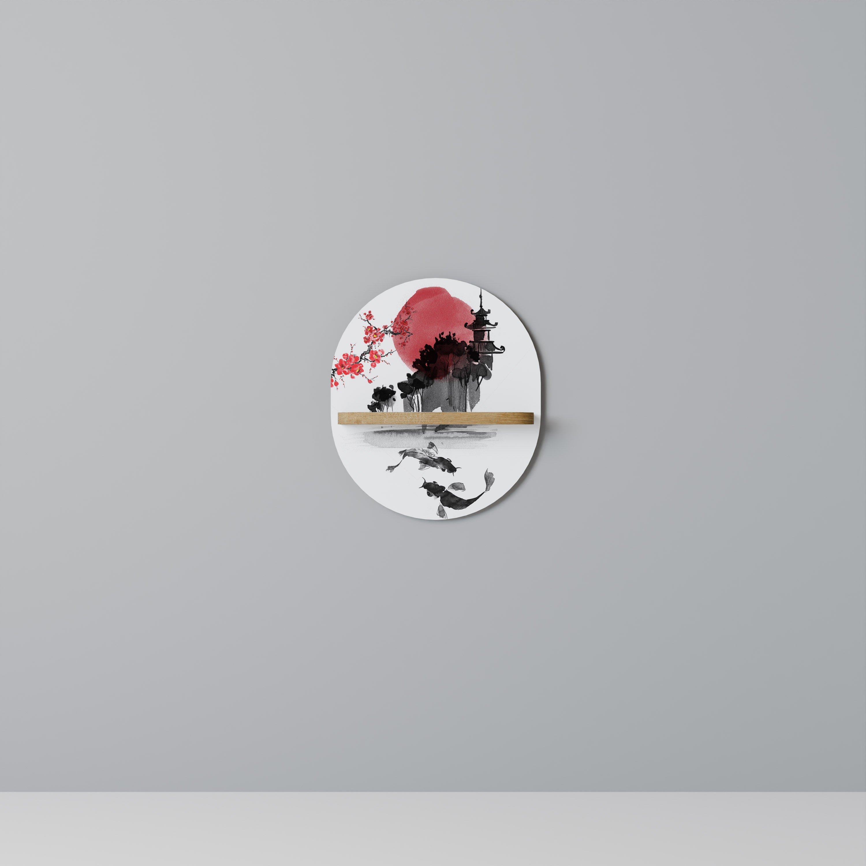 CHERRY SHADOWS Prateleira Oval Decorativa em Efeito Carvalho