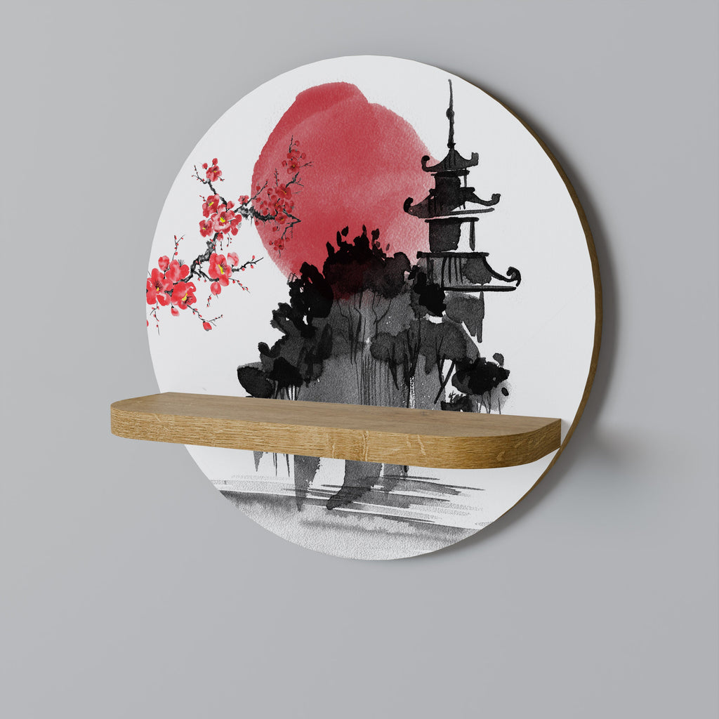 CHERRY SHADOWS Prateleira Redonda Decorativa em Efeito Carvalho