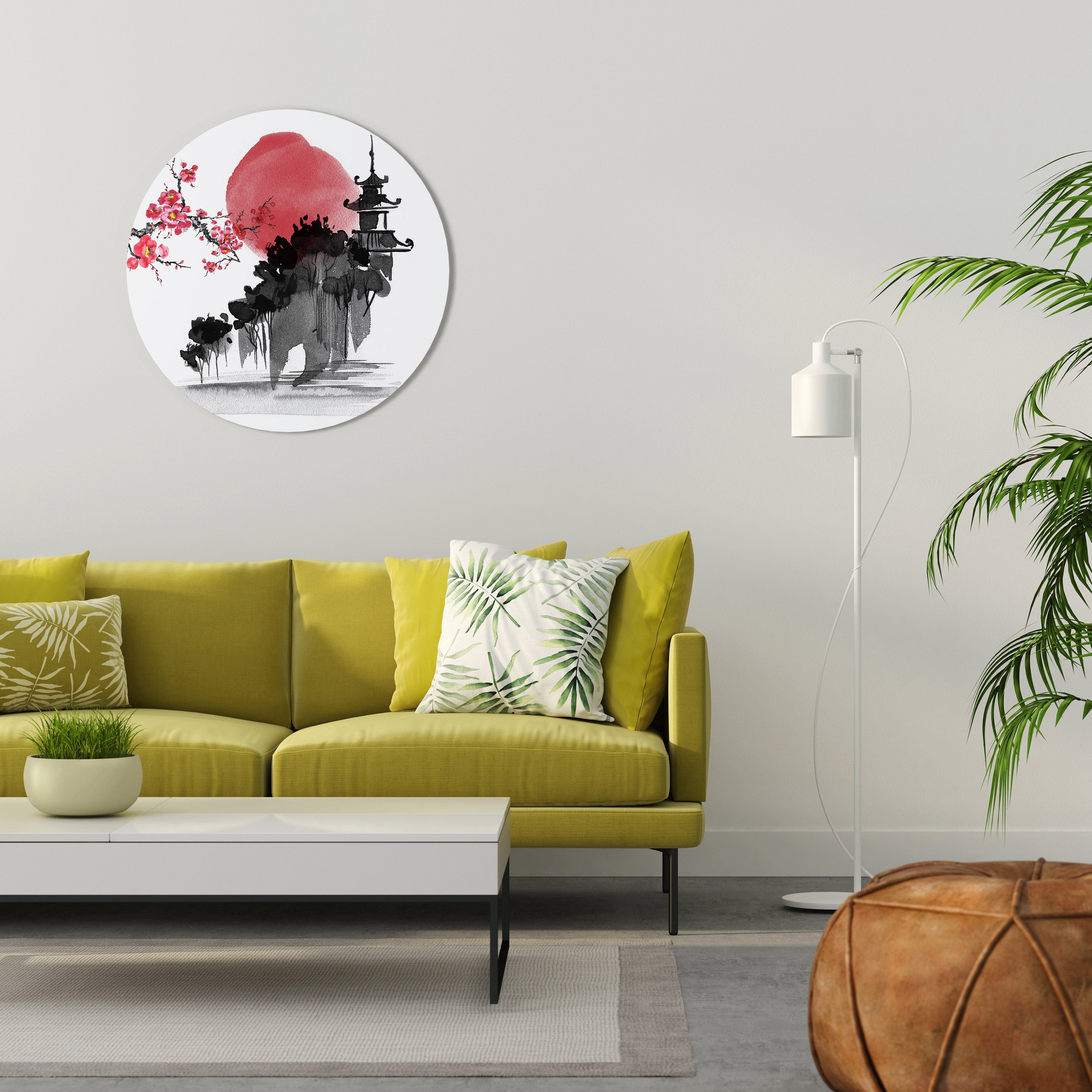 CHERRY SHADOWS Round Wall Art