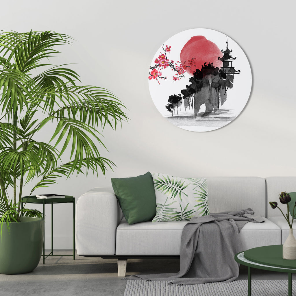 CHERRY SHADOWS Round Wall Art