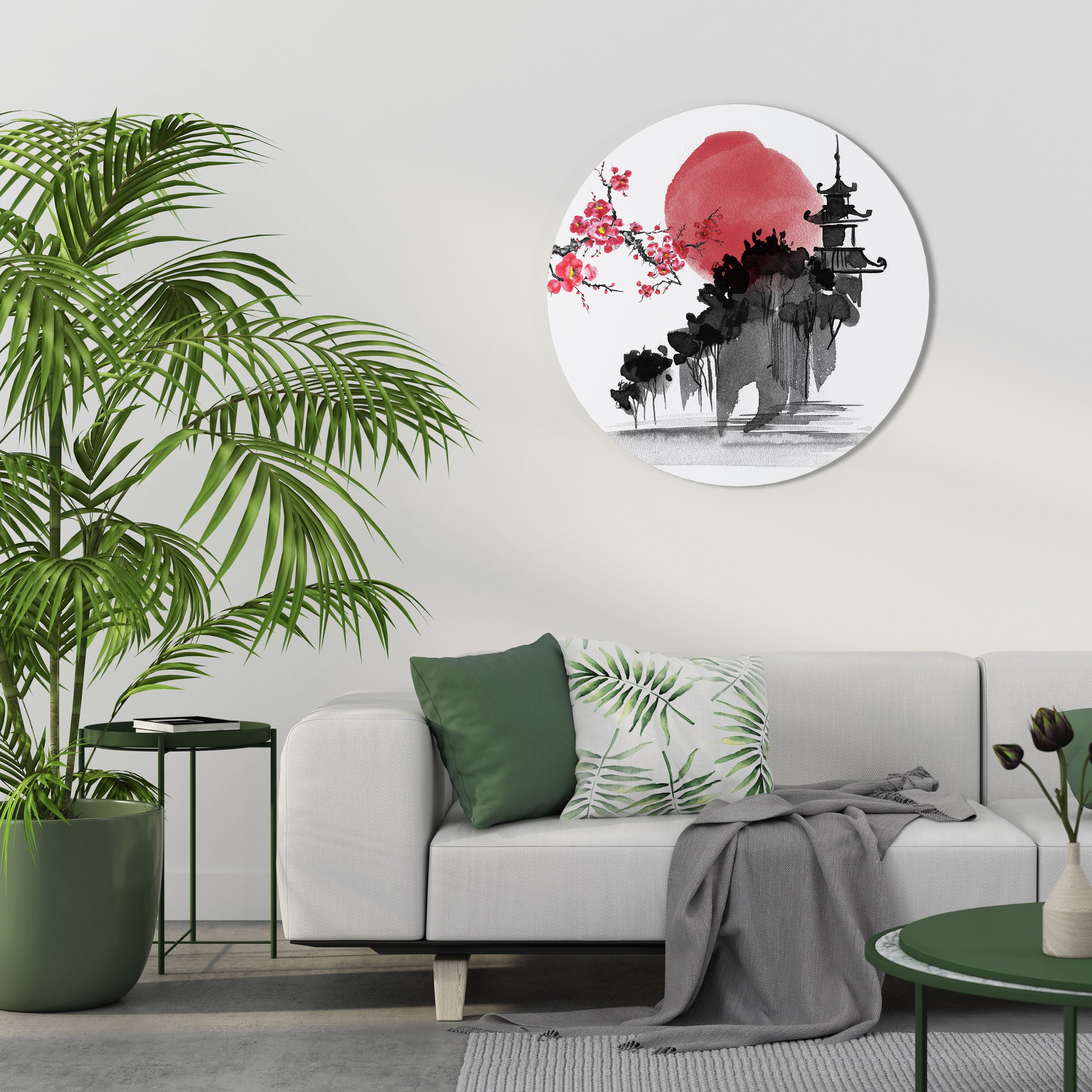 CHERRY SHADOWS Round Wall Art