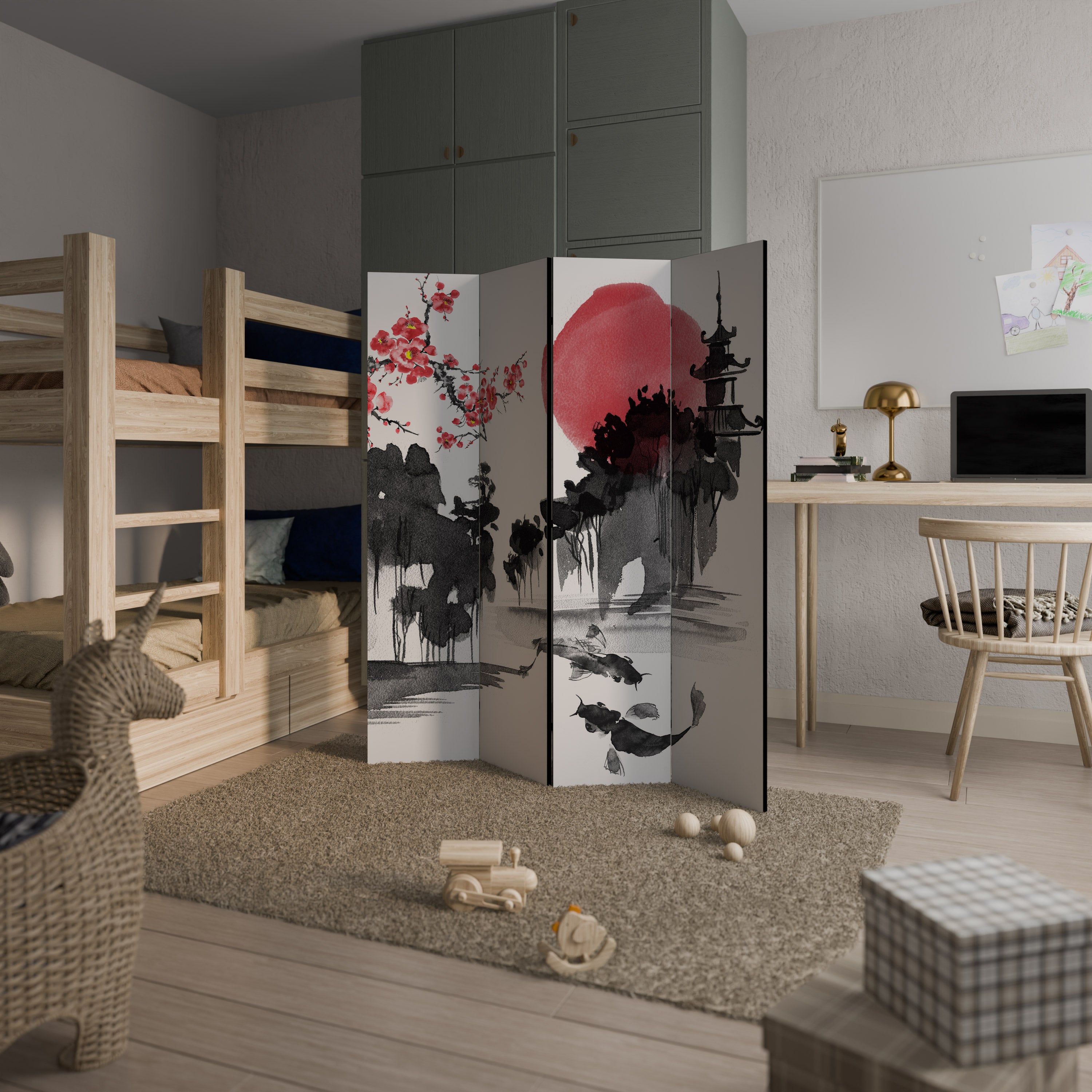 CHERRY SHADOWS 4-Panel Room Divider