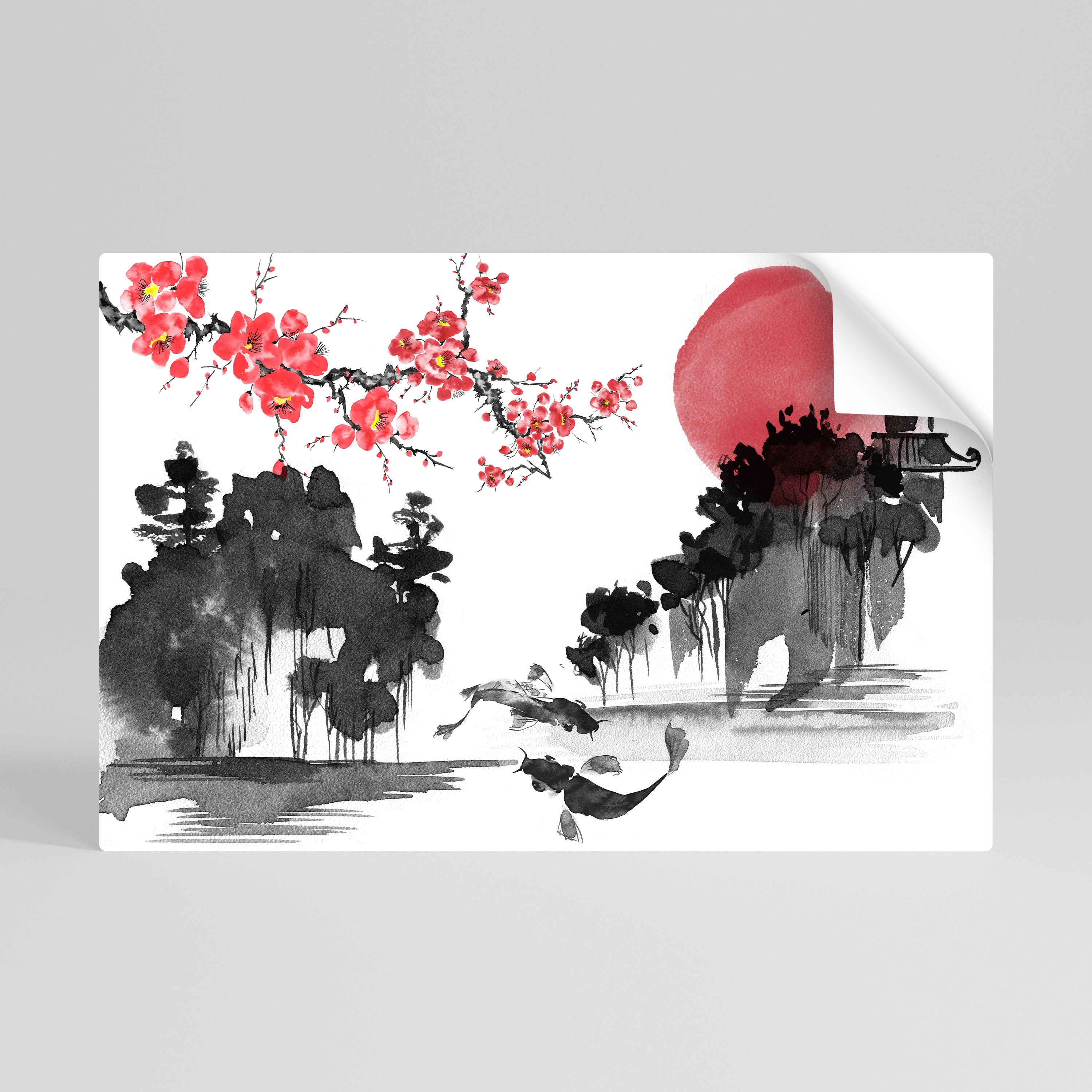 CHERRY SHADOWS Póster Autocolante Horizontal