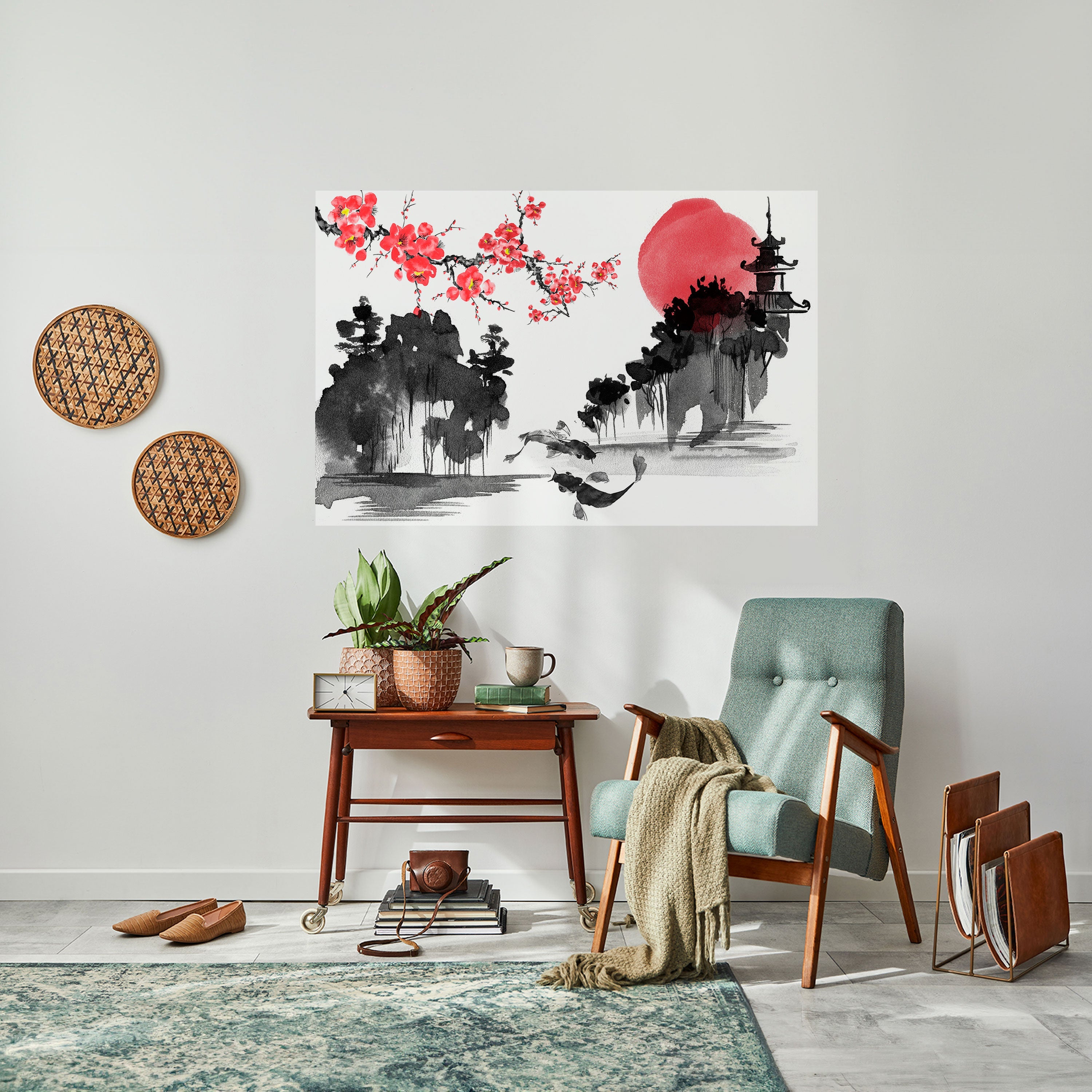 CHERRY SHADOWS Peel and Stick Horizontal Poster