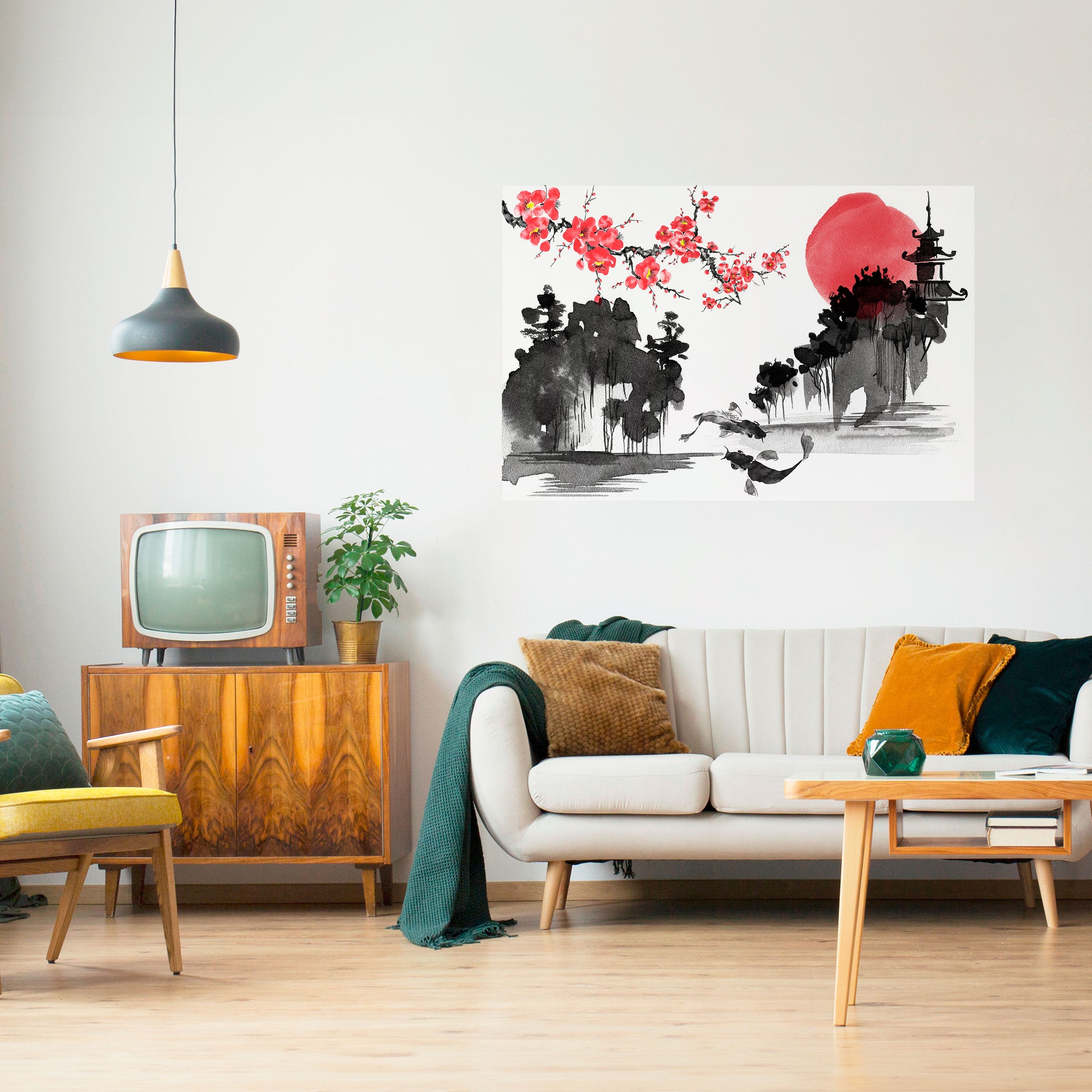 CHERRY SHADOWS Peel and Stick Horizontal Poster