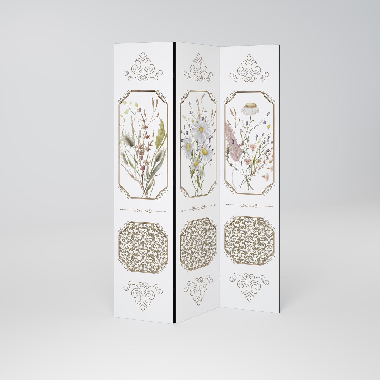 ELEGANT BOTANICAL TAPESTRY Biombo de 3 Painéis