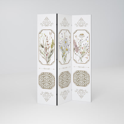 ELEGANT BOTANICAL TAPESTRY Biombo de 3 Painéis