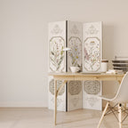 ELEGANT BOTANICAL TAPESTRY Biombo Decorativo de 3 Painéis