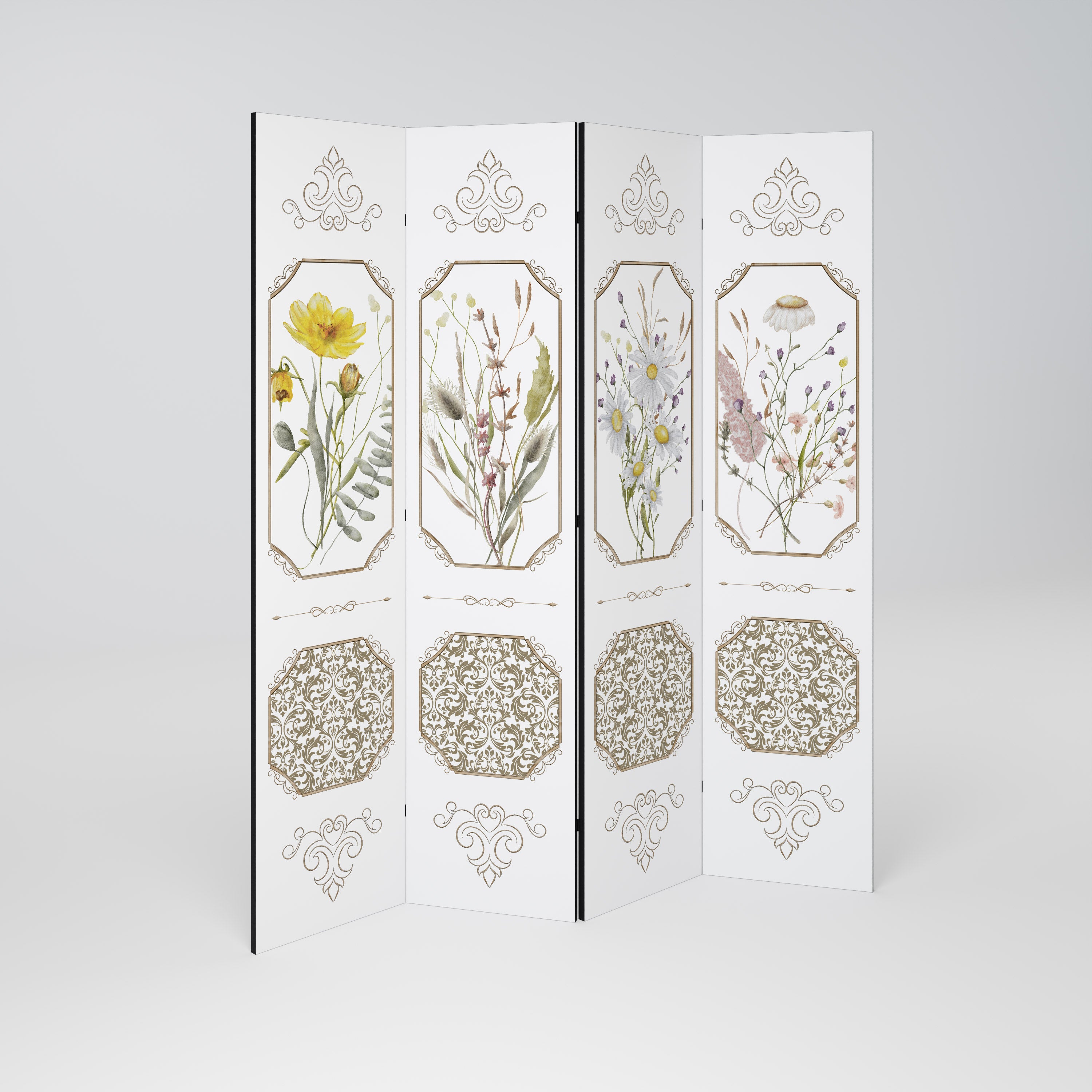 ELEGANT BOTANICAL TAPESTRY 4-Panel Room Divider