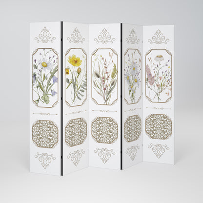 ELEGANT BOTANICAL TAPESTRY Biombo de 5 Painéis