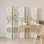 ELEGANT BOTANICAL TAPESTRY Biombo de 5 Painéis