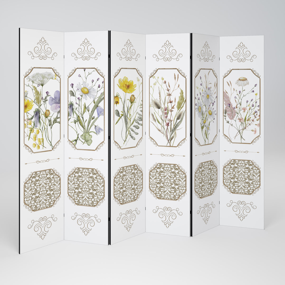 ELEGANT BOTANICAL TAPESTRY Biombo de 6 Painéis