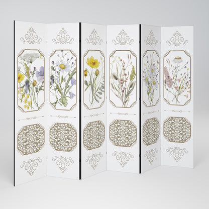 ELEGANT BOTANICAL TAPESTRY Biombo de 6 Painéis
