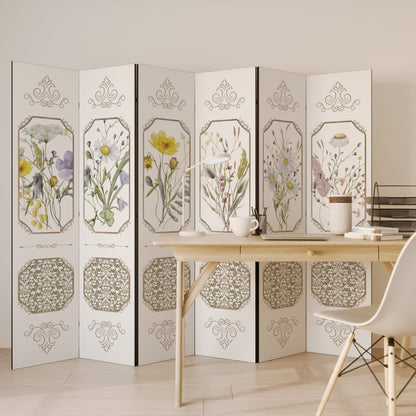 ELEGANT BOTANICAL TAPESTRY Biombo de 6 Painéis
