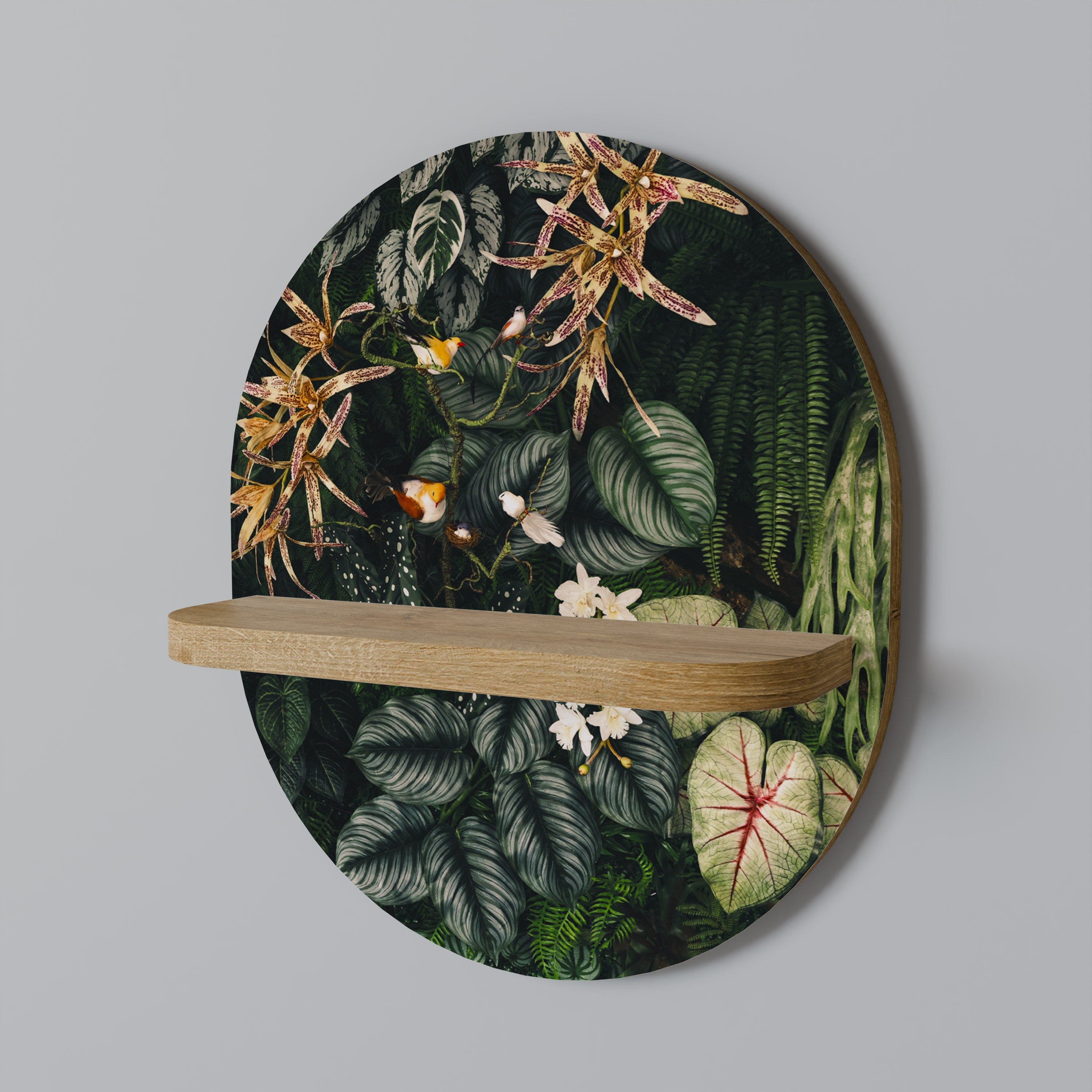 SILENT WILDERNESS Prateleira Oval Decorativa em Efeito Carvalho