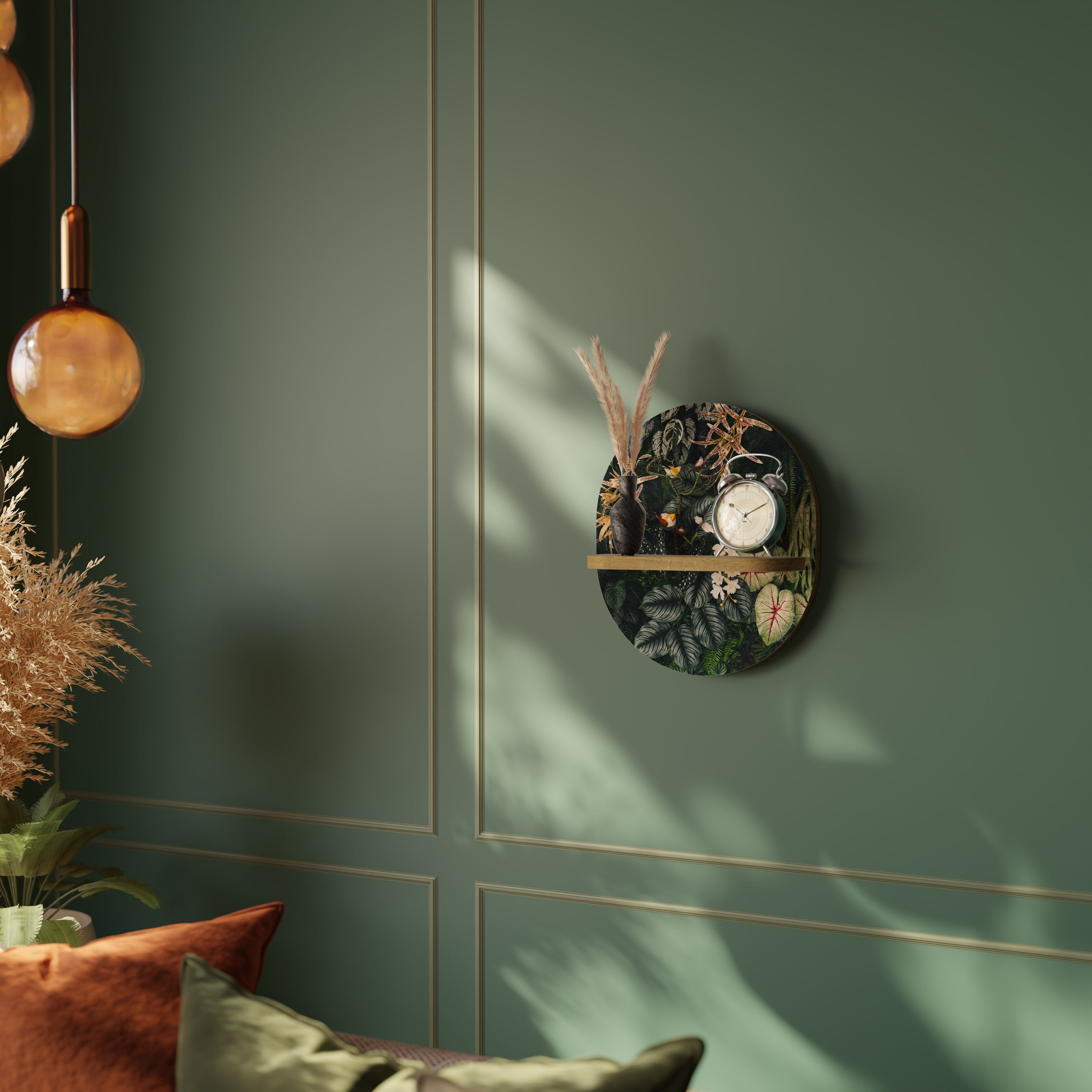 SILENT WILDERNESS Prateleira Oval Decorativa em Efeito Carvalho