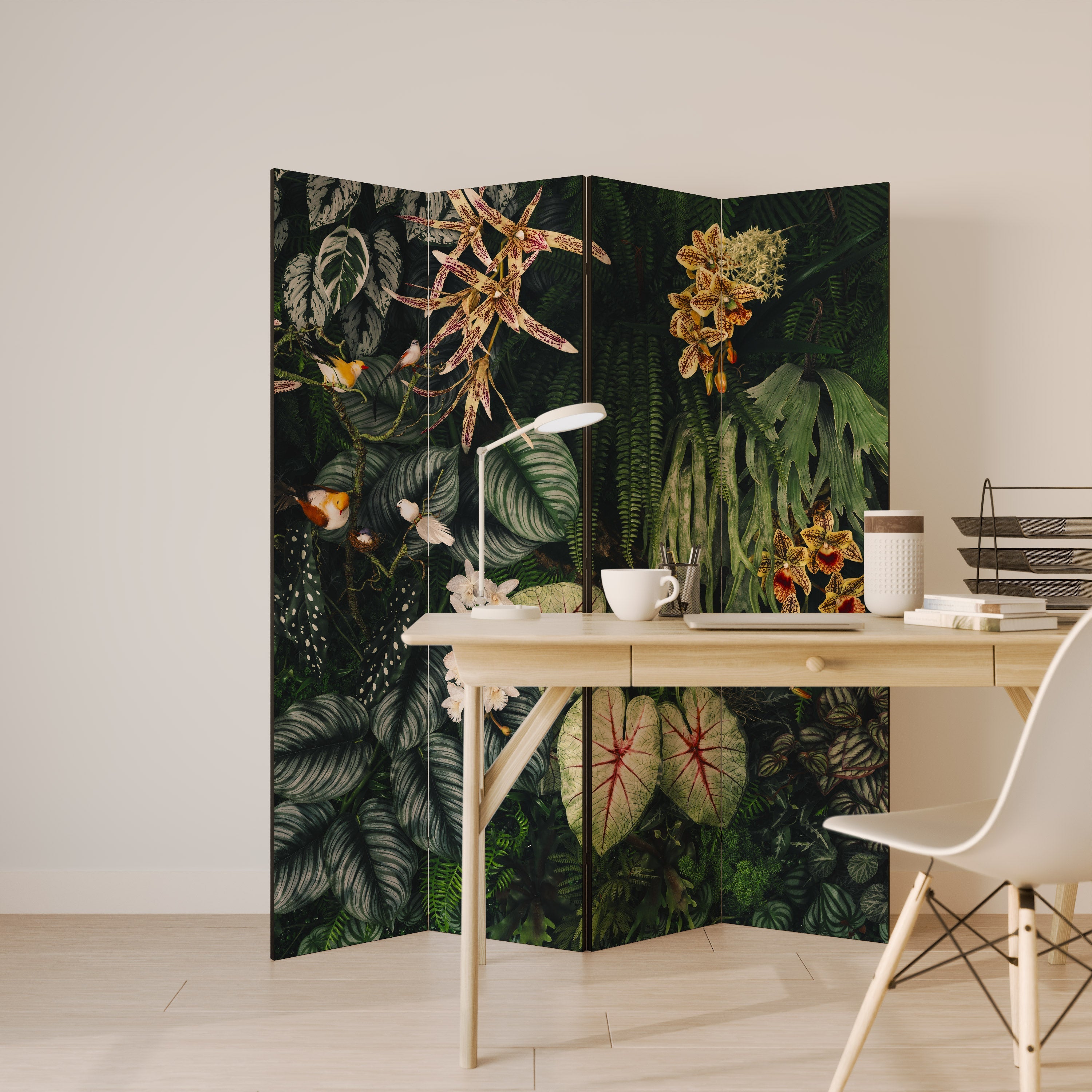 SILENT WILDERNESS Biombo Decorativo de 4 Painéis