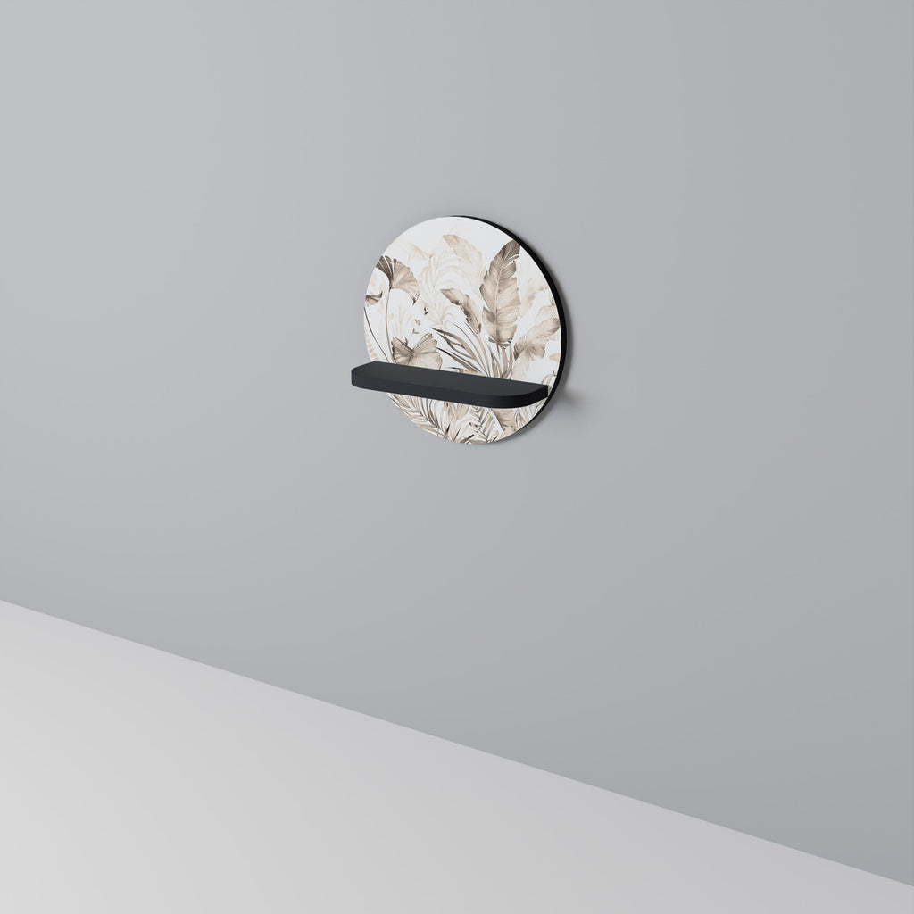 GRACEFUL DAYS Round Art Shelf In Black Finish