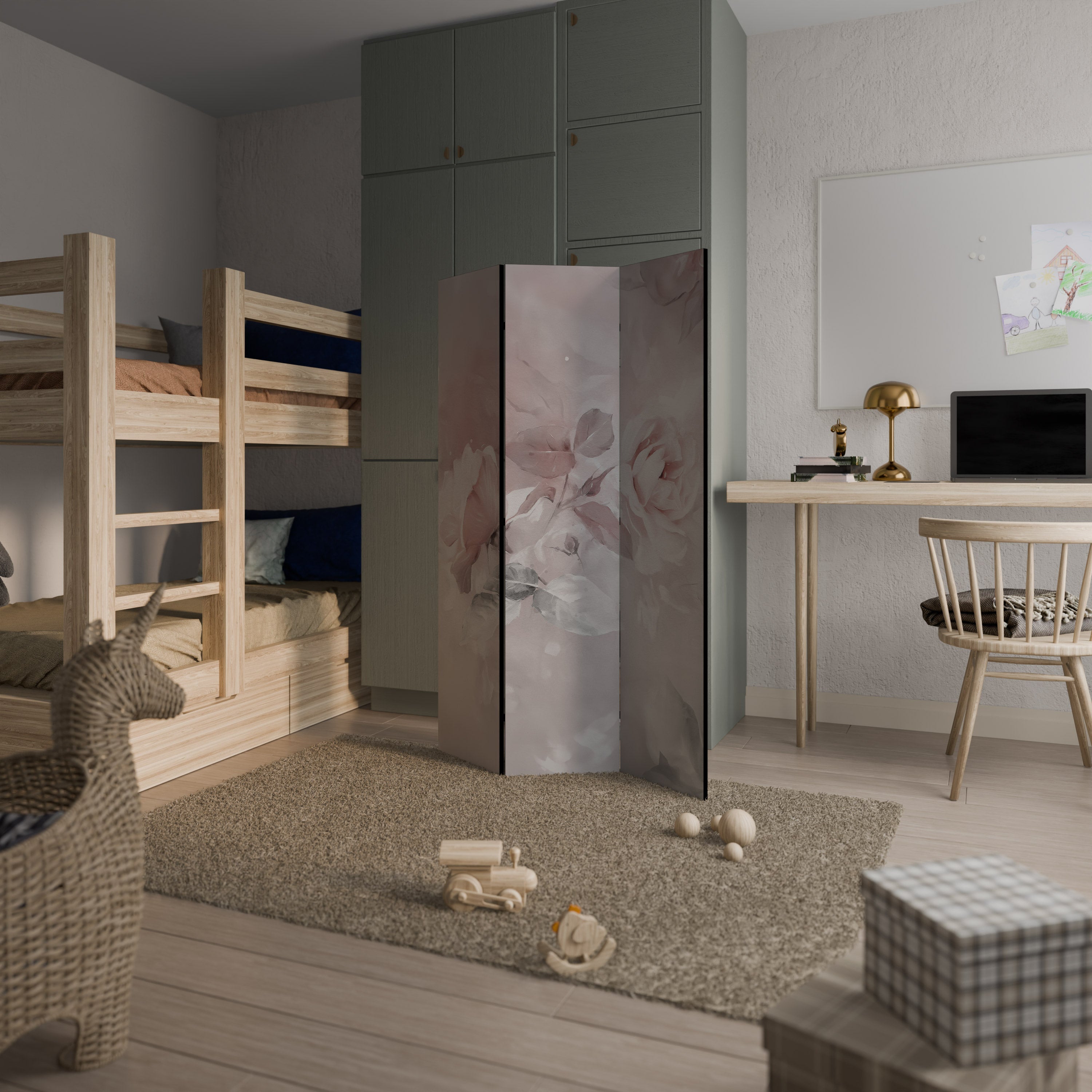 GRACEFUL DAYS Biombo Decorativo de 3 Painéis