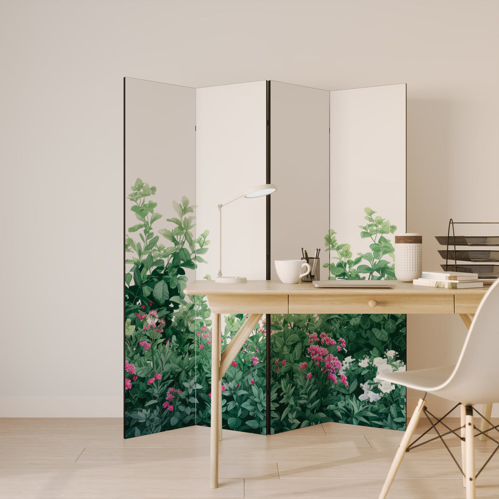 FLORAL SERENITY BARRIER Biombo Decorativo de 4 Painéis