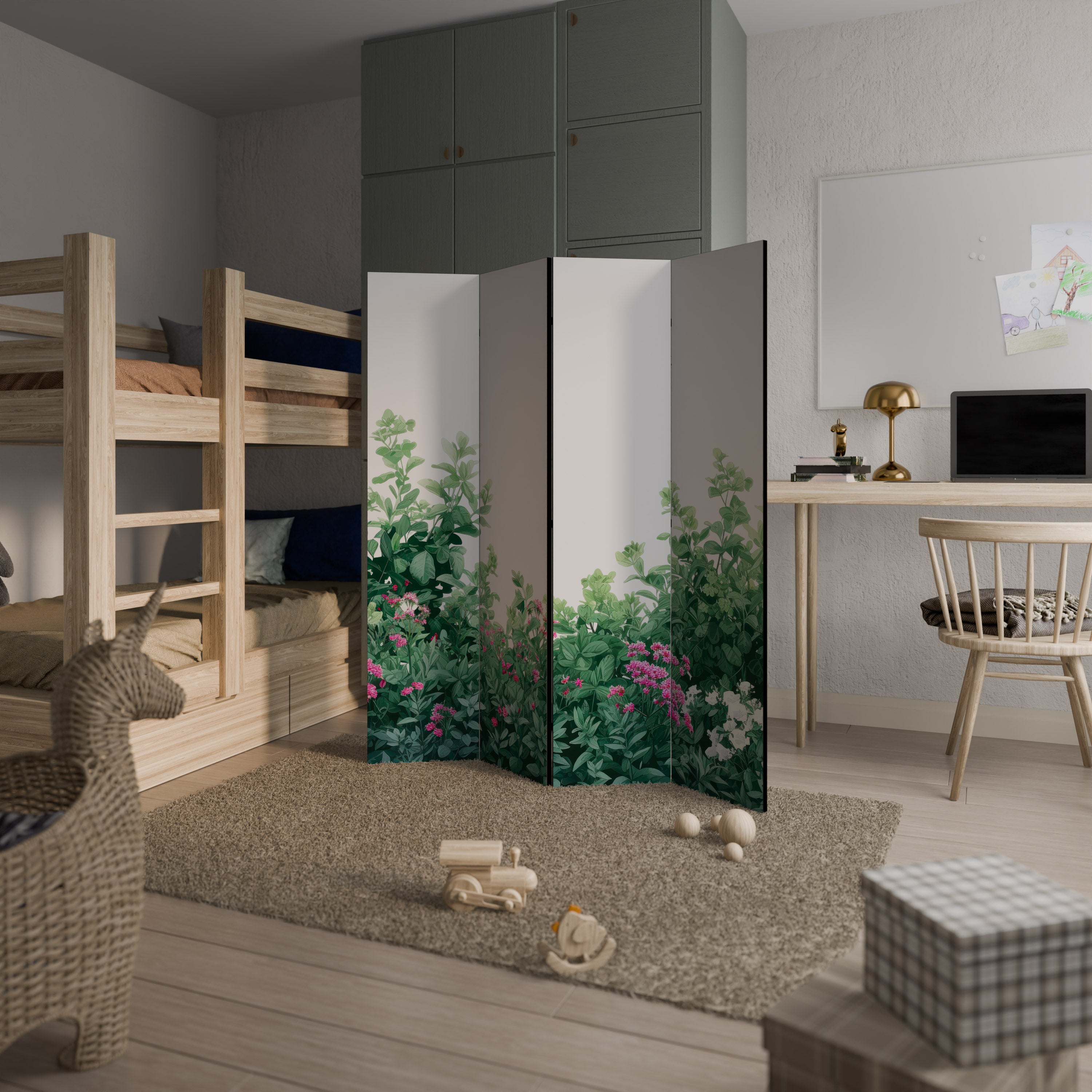 FLORAL SERENITY BARRIER 4-Panel Room Divider