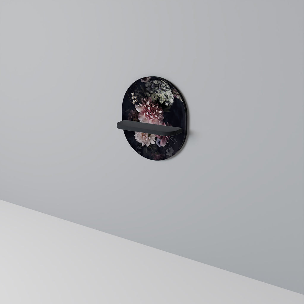 PURE BLOSSOM Prateleira Oval Decorativa em Acabamento Preto
