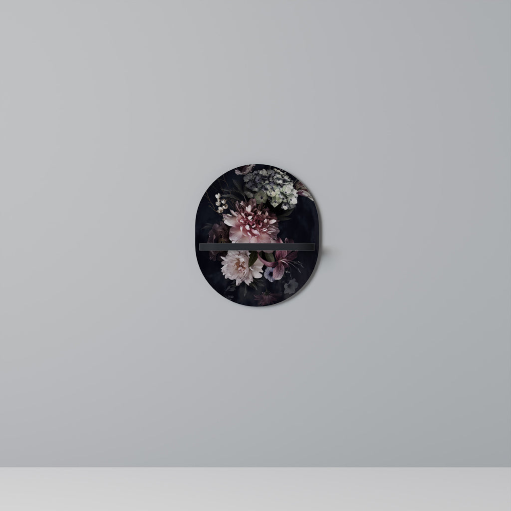PURE BLOSSOM Prateleira Oval Decorativa em Acabamento Preto
