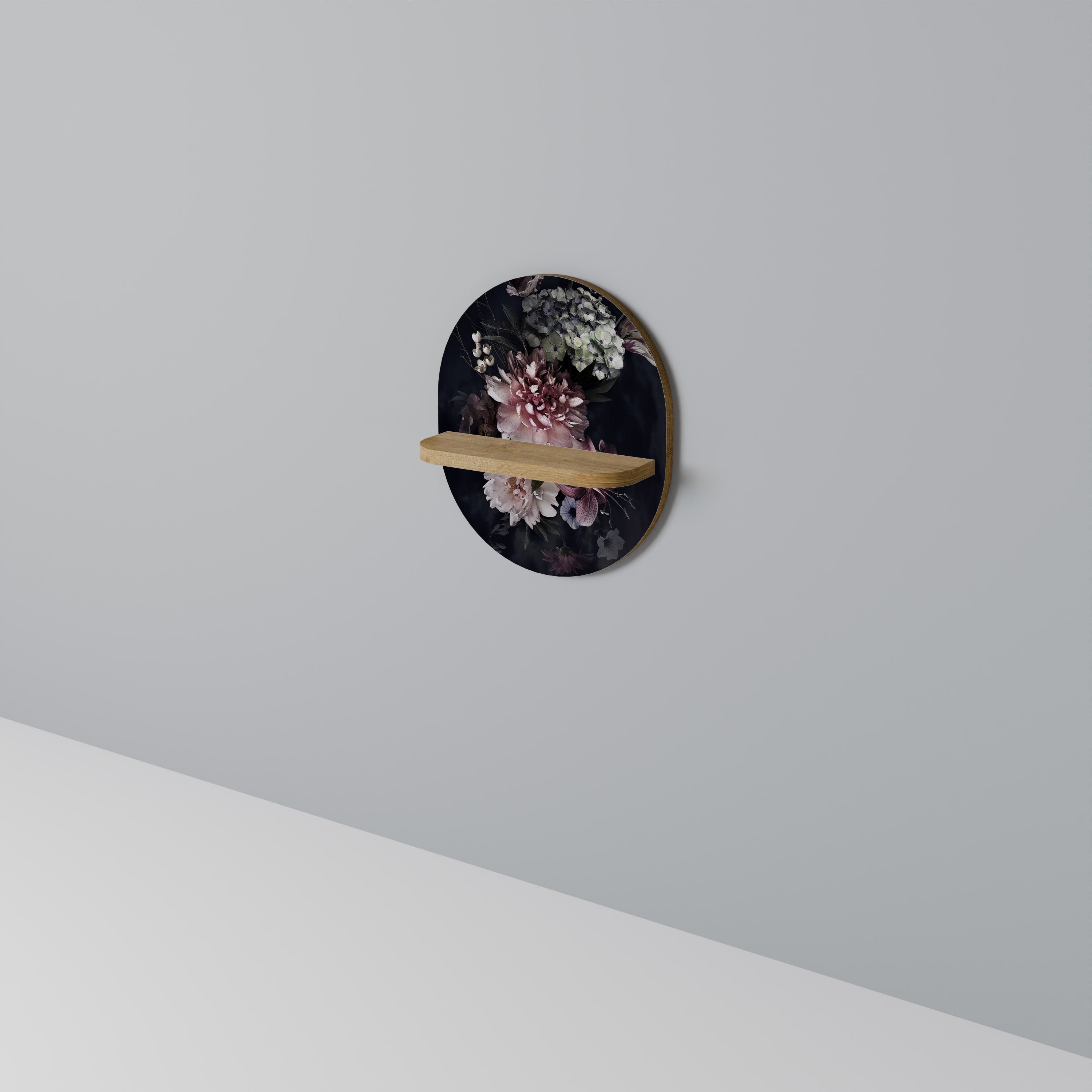 PURE BLOSSOM Prateleira Oval Decorativa em Efeito Carvalho