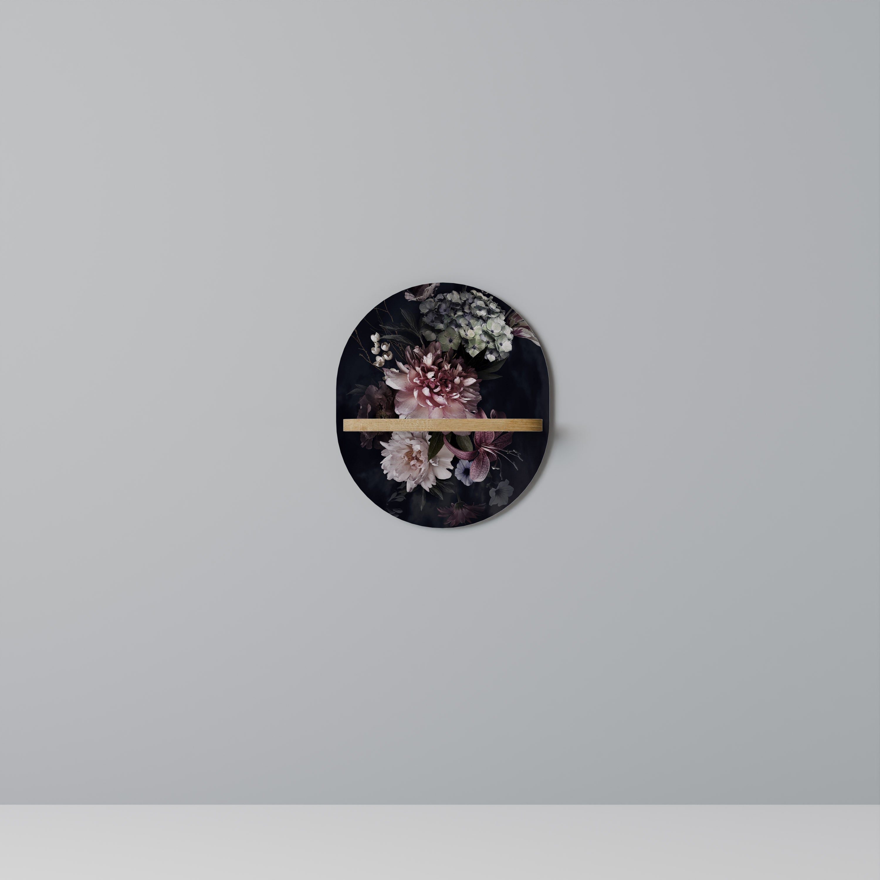 PURE BLOSSOM Prateleira Oval Decorativa em Efeito Carvalho