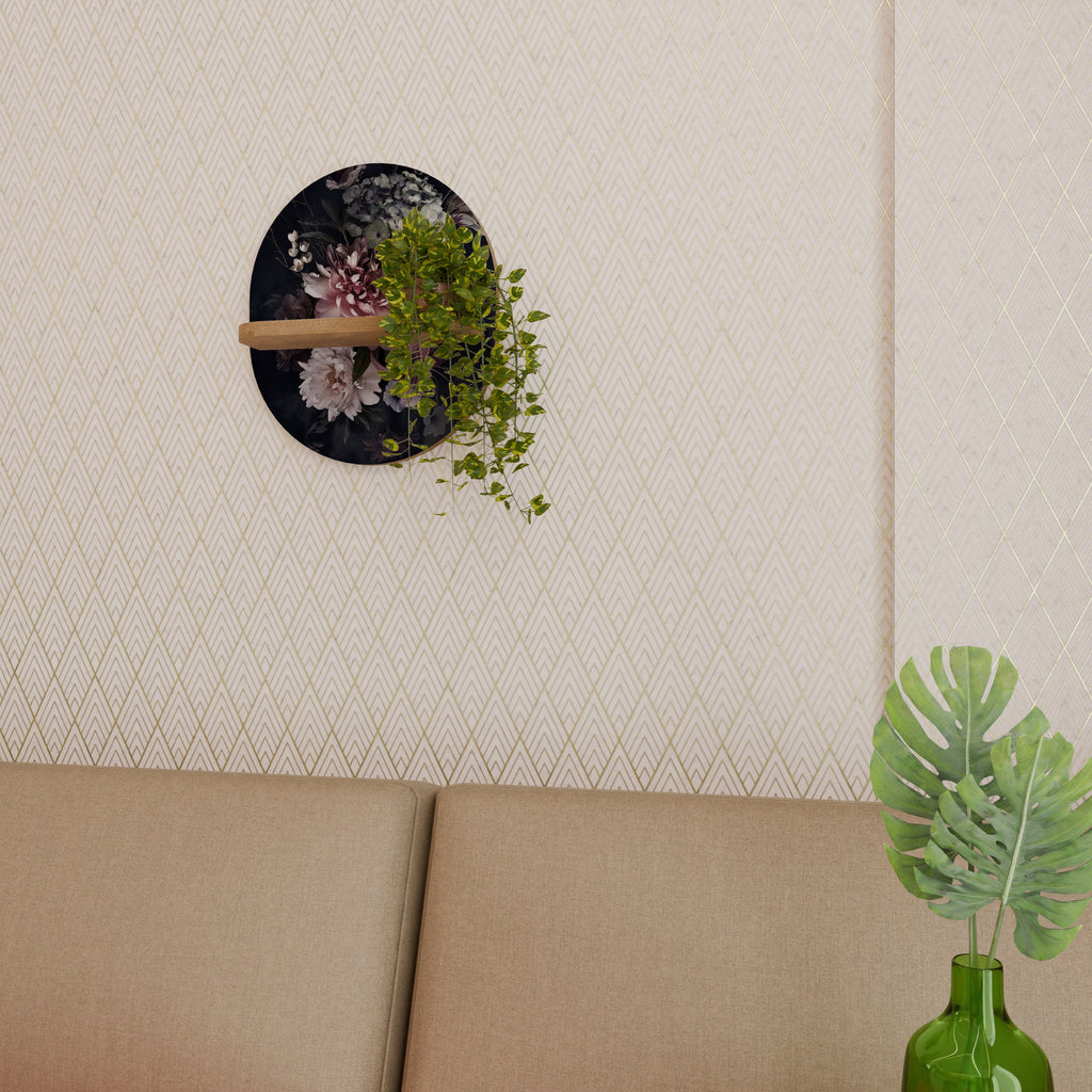 PURE BLOSSOM Prateleira Oval Decorativa em Efeito Carvalho