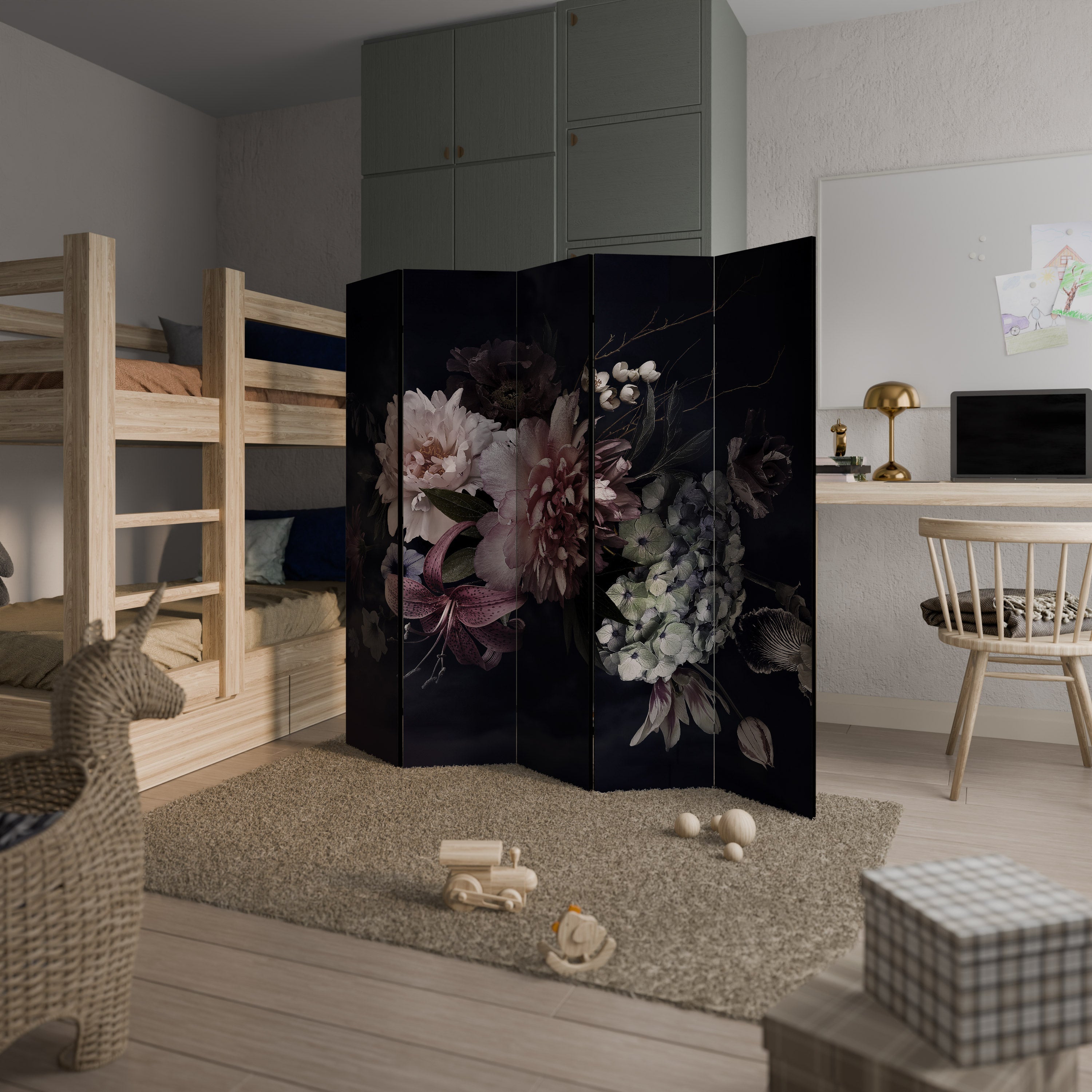 PURE BLOSSOM Biombo Decorativo de 5 Painéis