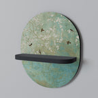 BLOOMING CHARM Prateleira Oval Decorativa em Acabamento Preto