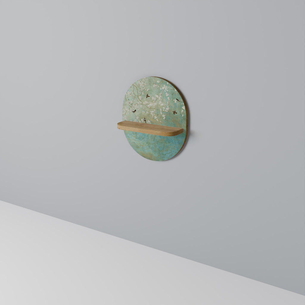 BLOOMING CHARM Prateleira Oval Decorativa em Efeito Carvalho