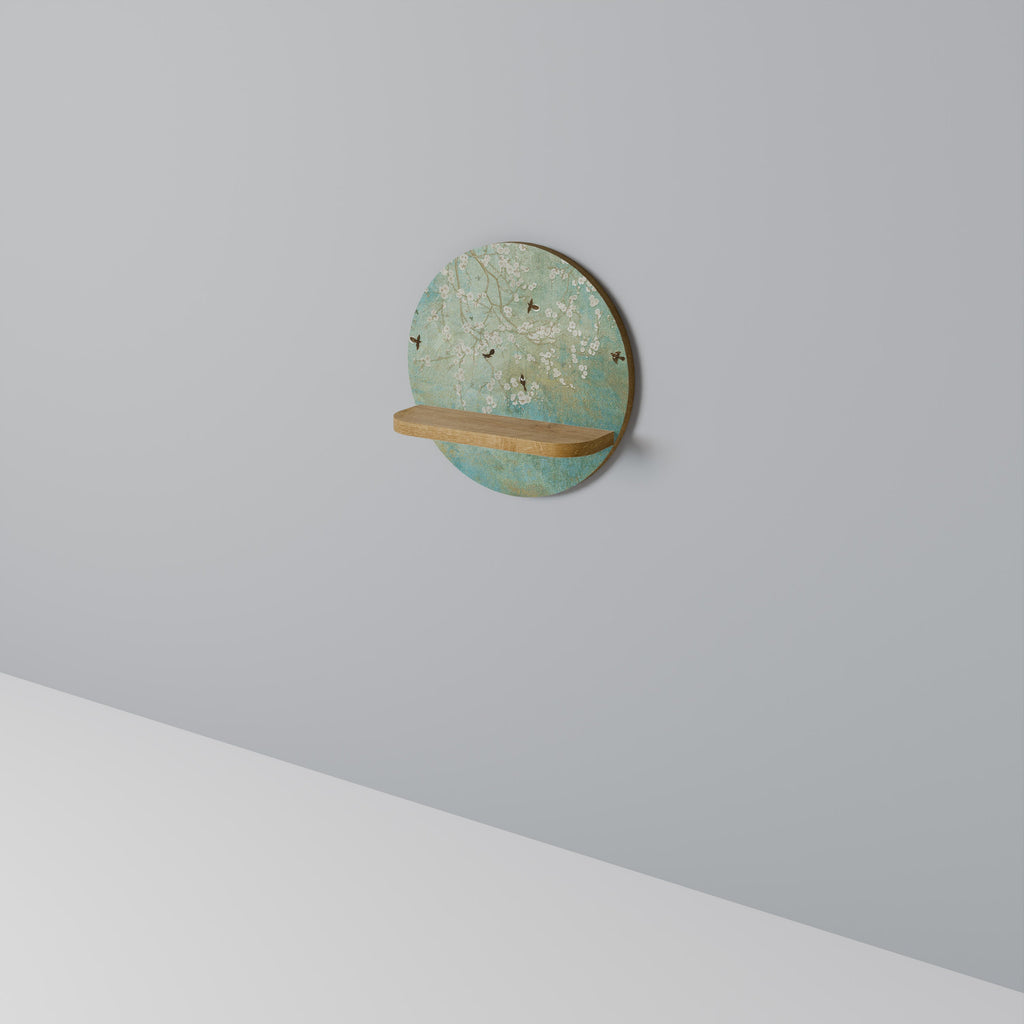 BLOOMING CHARM Prateleira Redonda Decorativa em Efeito Carvalho