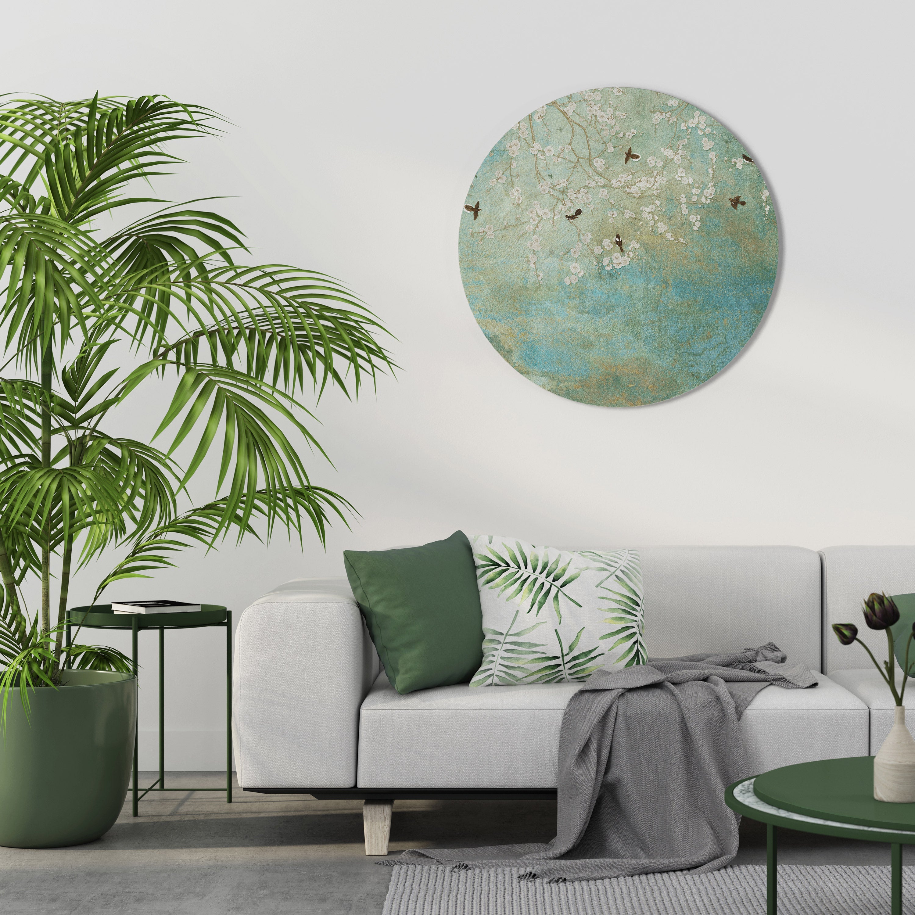 BLOOMING CHARM Round Wall Art