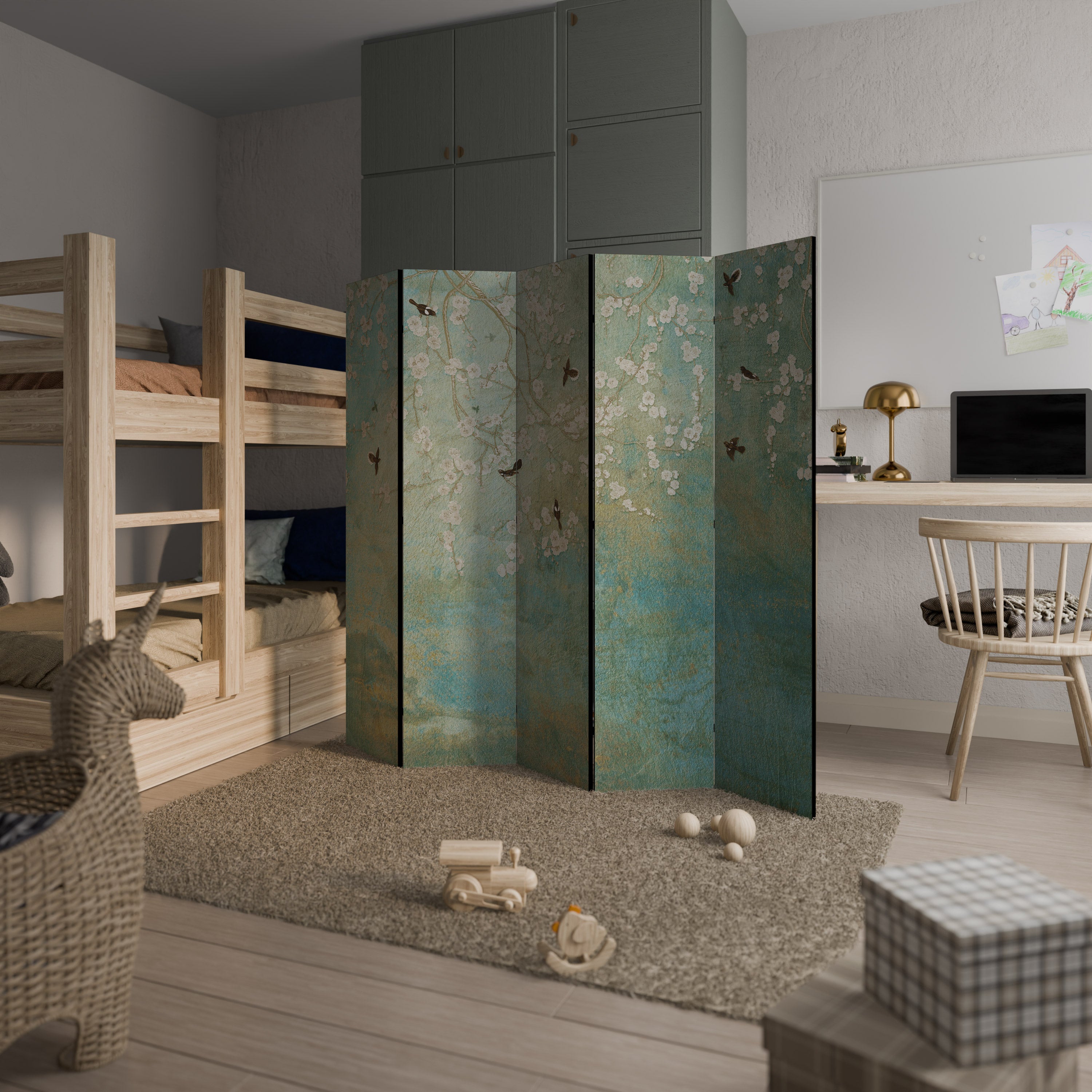 BLOOMING CHARM 5-Panel Room Divider