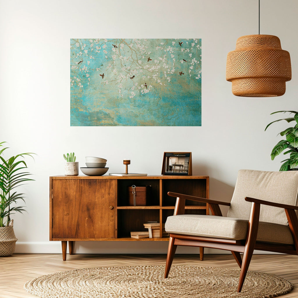 BLOOMING CHARM Peel and Stick Horizontal Poster