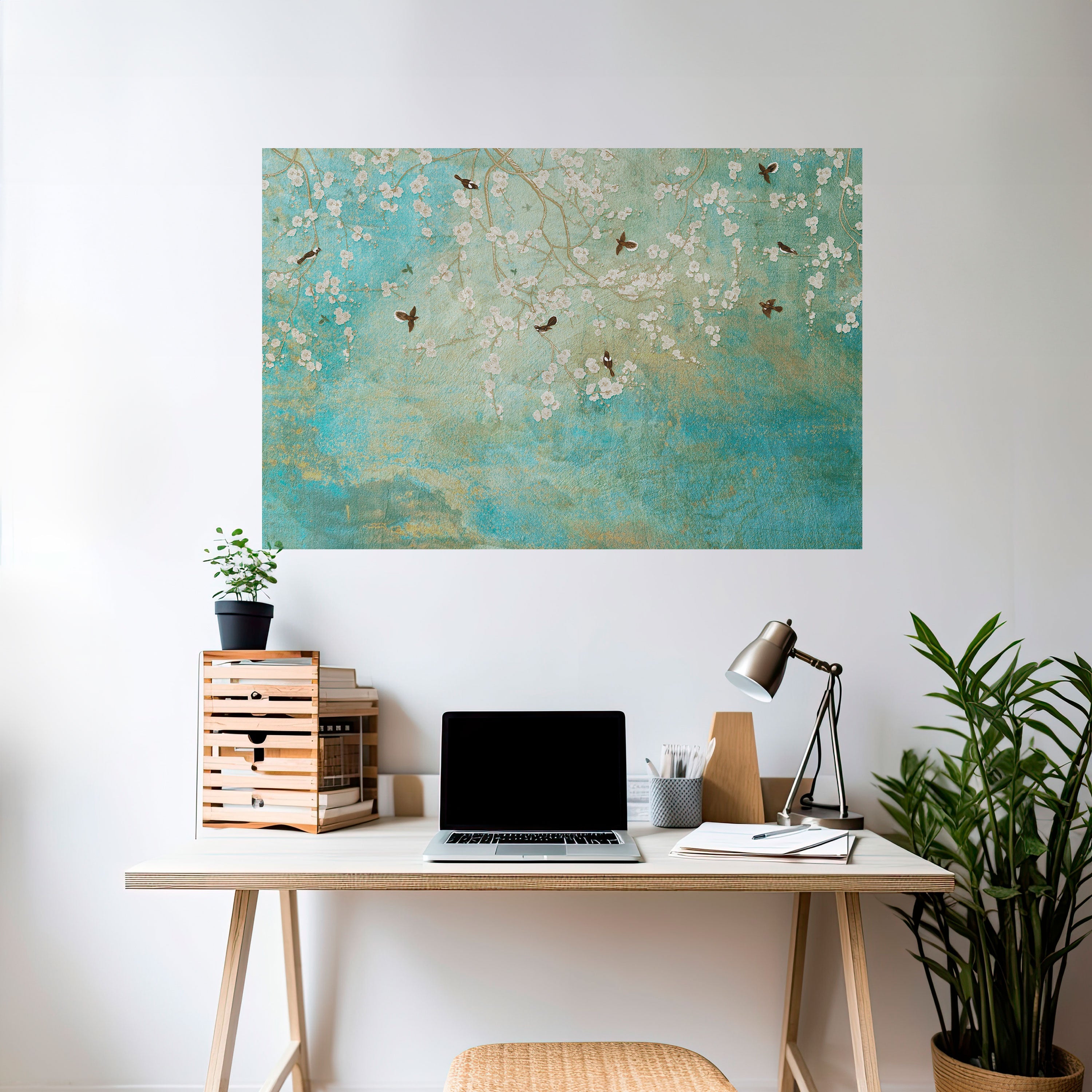 BLOOMING CHARM Peel and Stick Horizontal Poster