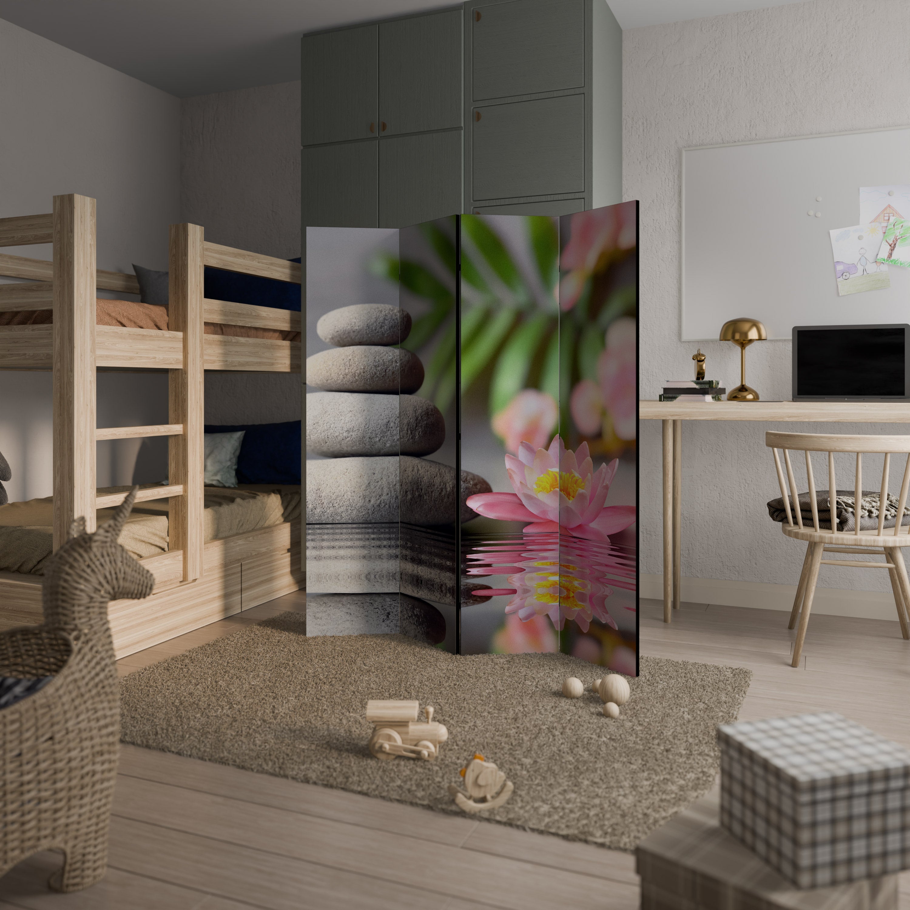 CALMING REFLECTIONS Biombo Decorativo de 4 Painéis