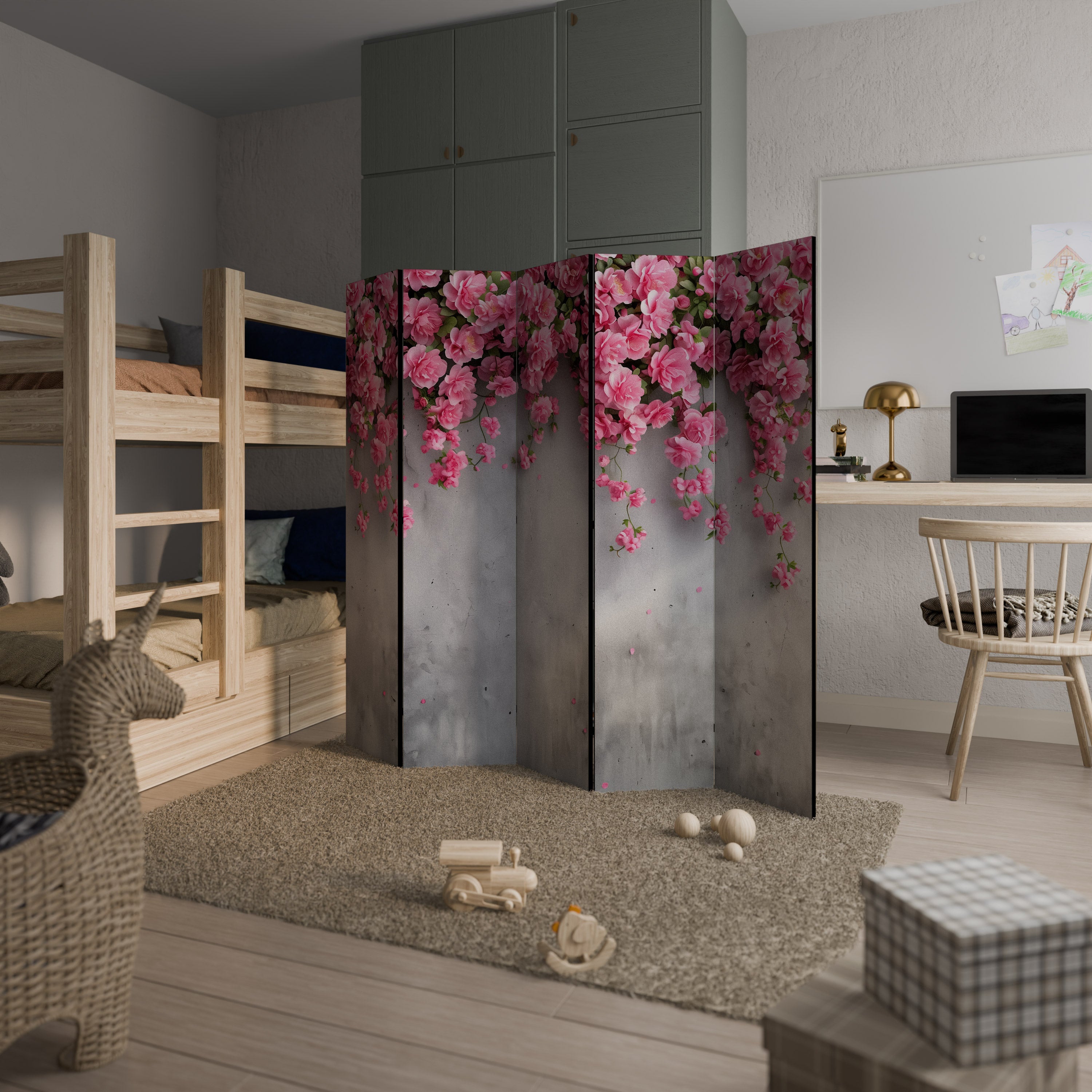 SERENE FLOWER FOLD Biombo Decorativo de 5 Painéis