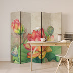 WHISPERING LOTUS BLOOMS Decorative 5-Panel Room Divider