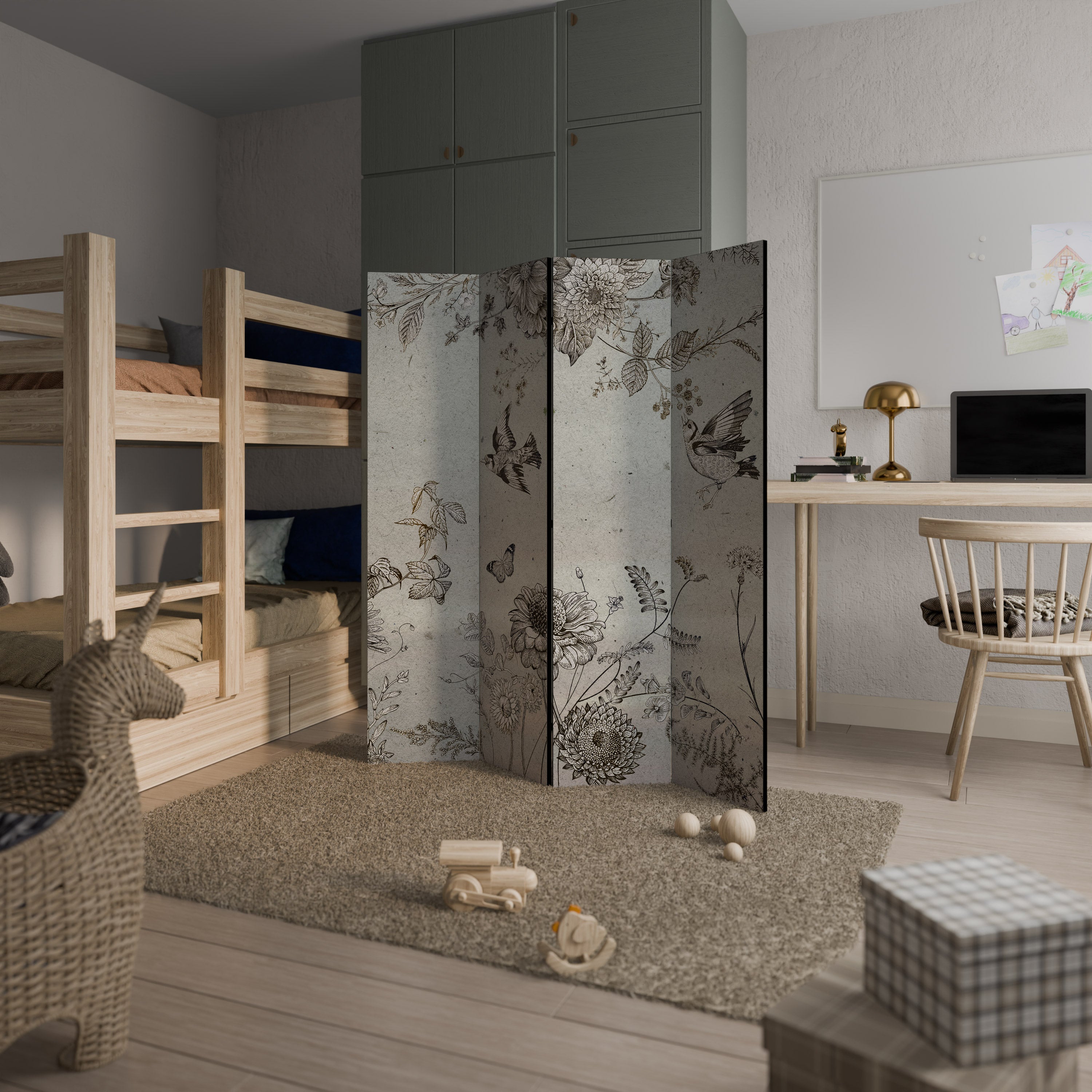 FLY ME TO THE SUN Biombo Decorativo de 4 Painéis