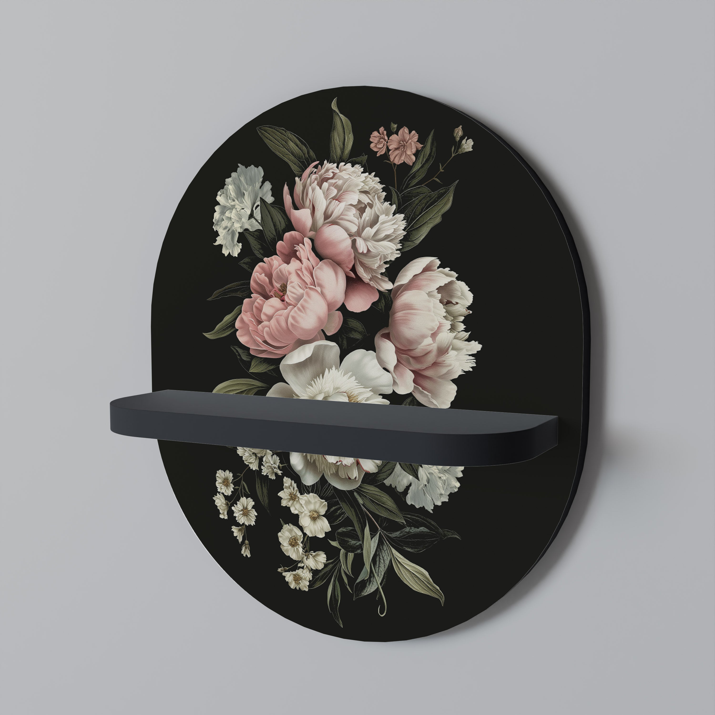 LUSH ELEGANCE Prateleira Oval Decorativa em Acabamento Preto