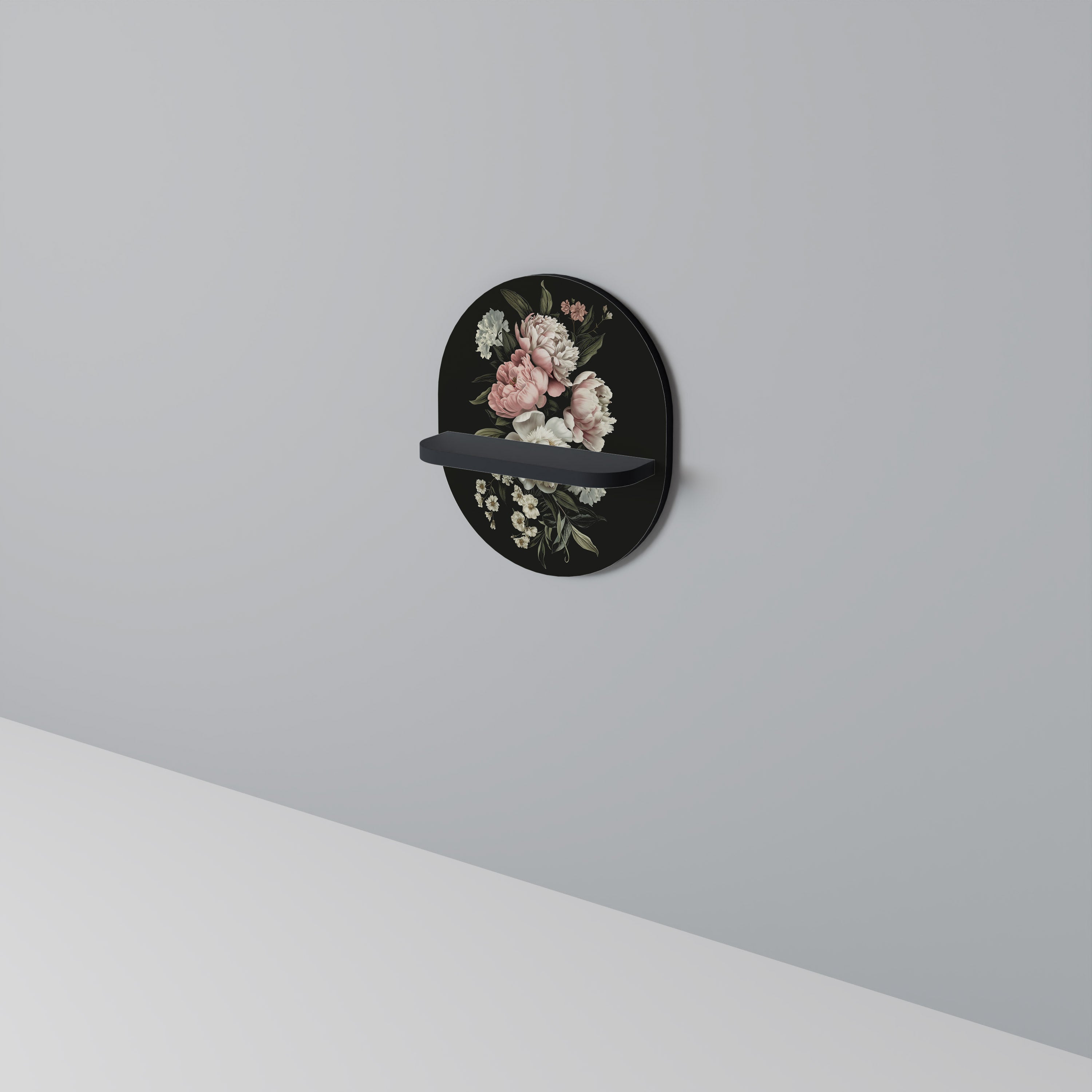 LUSH ELEGANCE Prateleira Oval Decorativa em Acabamento Preto