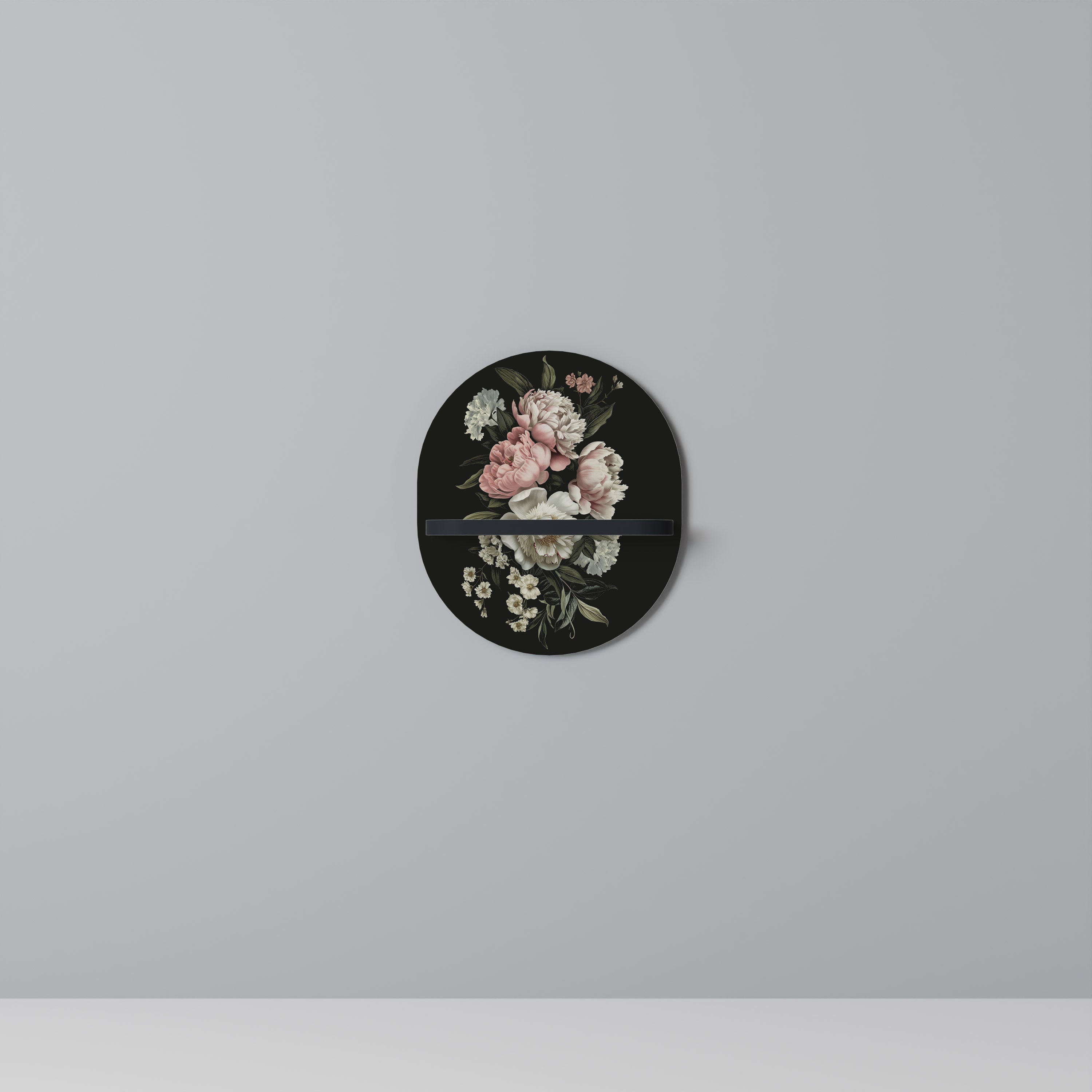 LUSH ELEGANCE Prateleira Oval Decorativa em Acabamento Preto