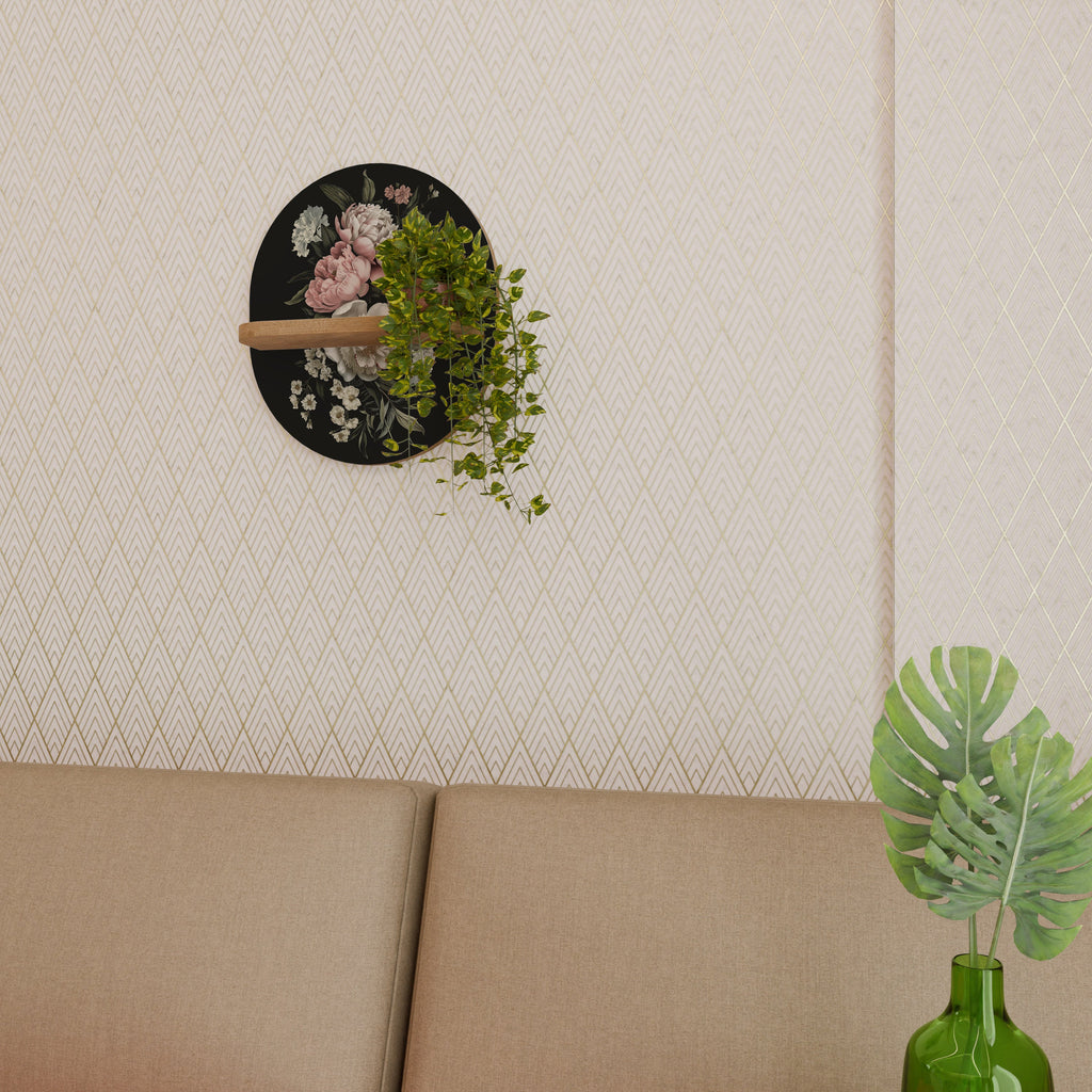 LUSH ELEGANCE Prateleira Oval Decorativa em Efeito Carvalho