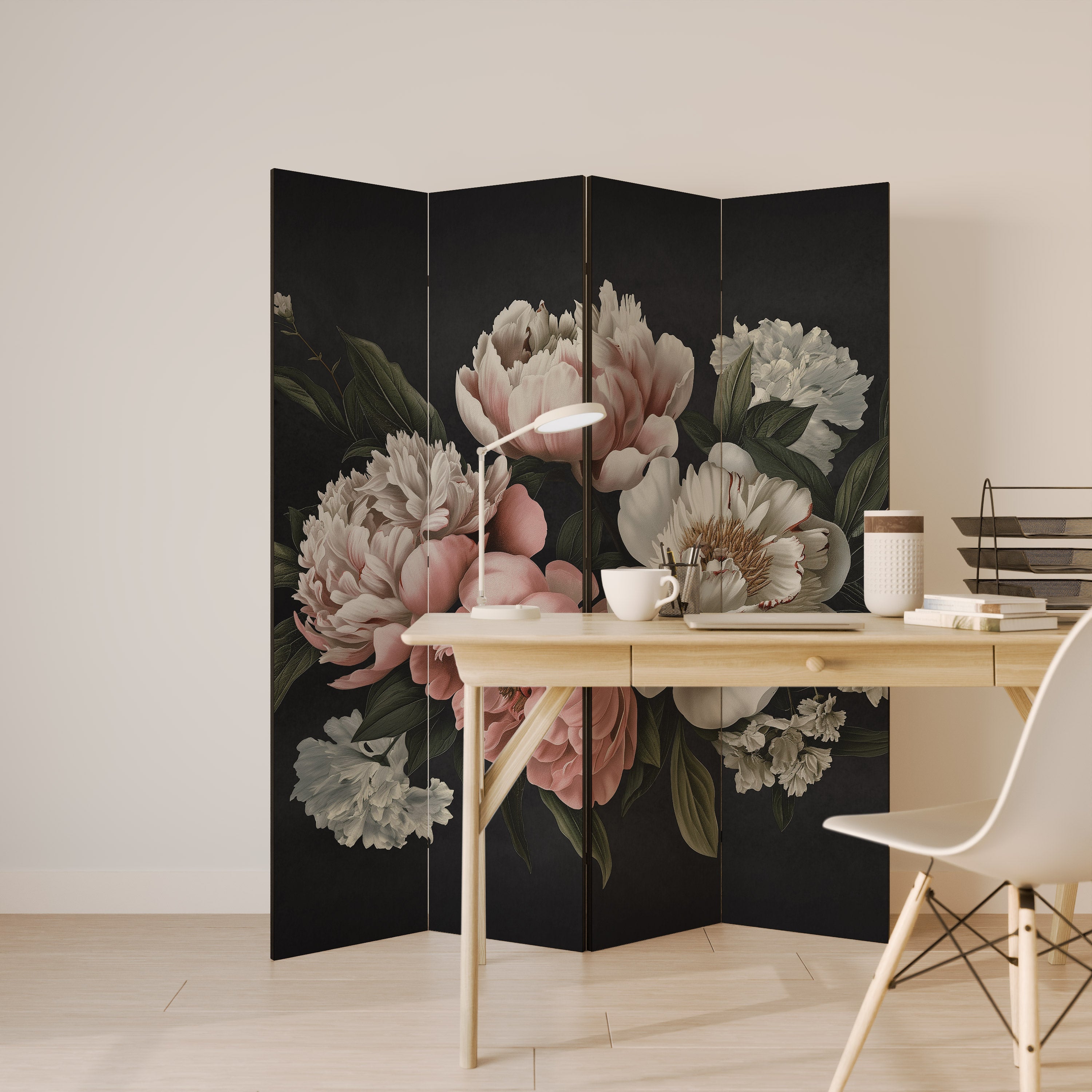 LUSH ELEGANCE Biombo Decorativo de 4 Painéis