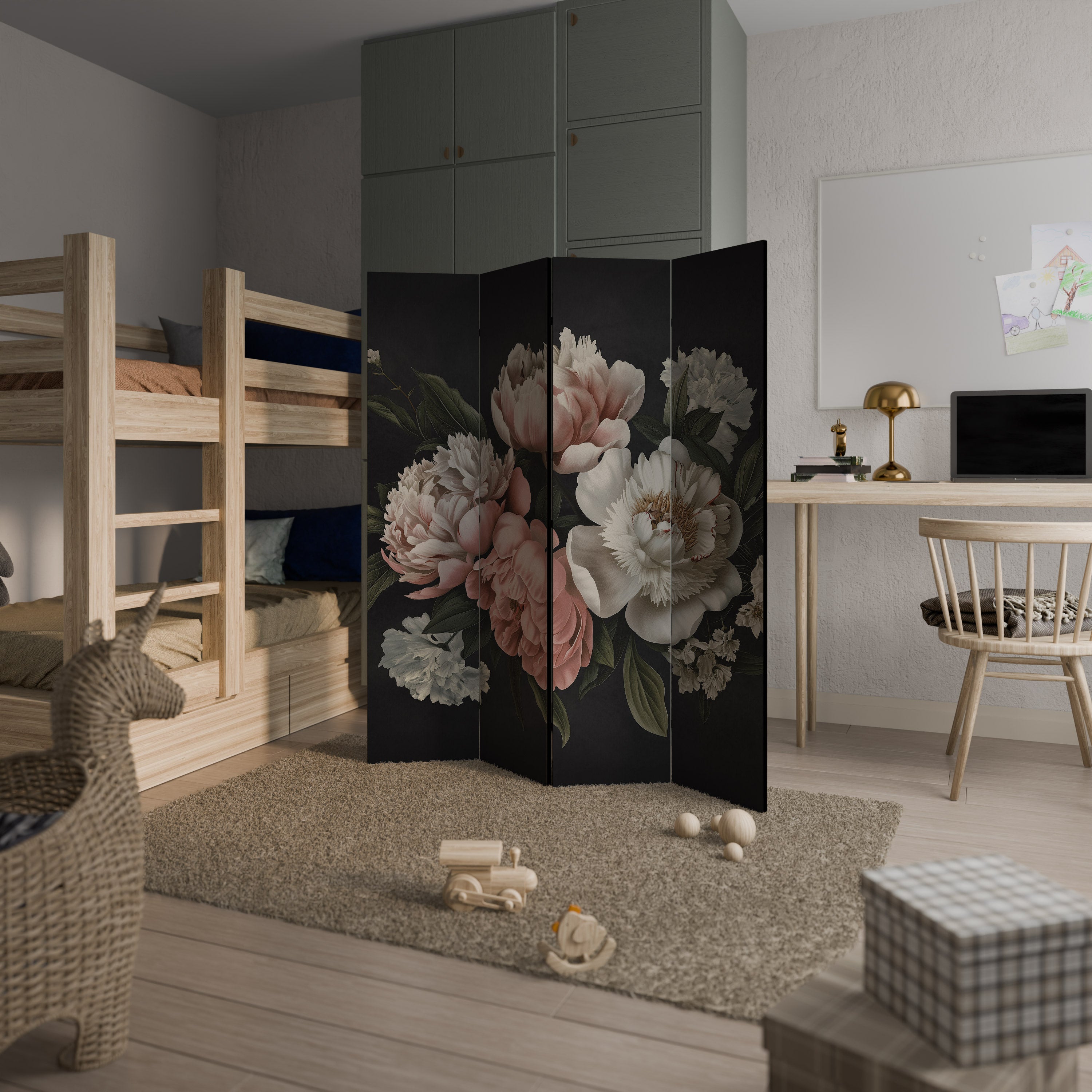 LUSH ELEGANCE Biombo Decorativo de 4 Painéis